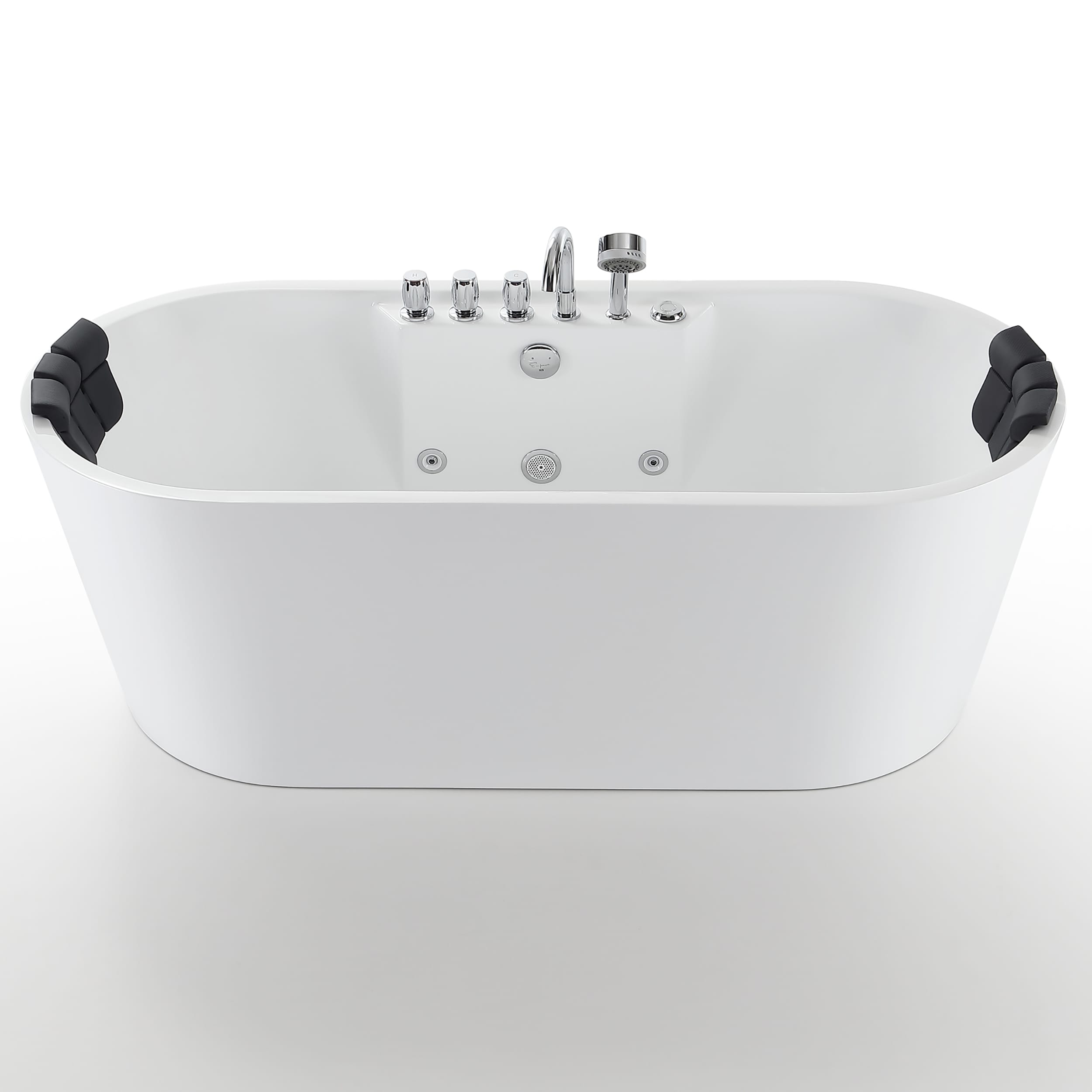 Empava Modern 29.5-in X 67-in White Acrylic Oval Freestanding Whirlpool ...