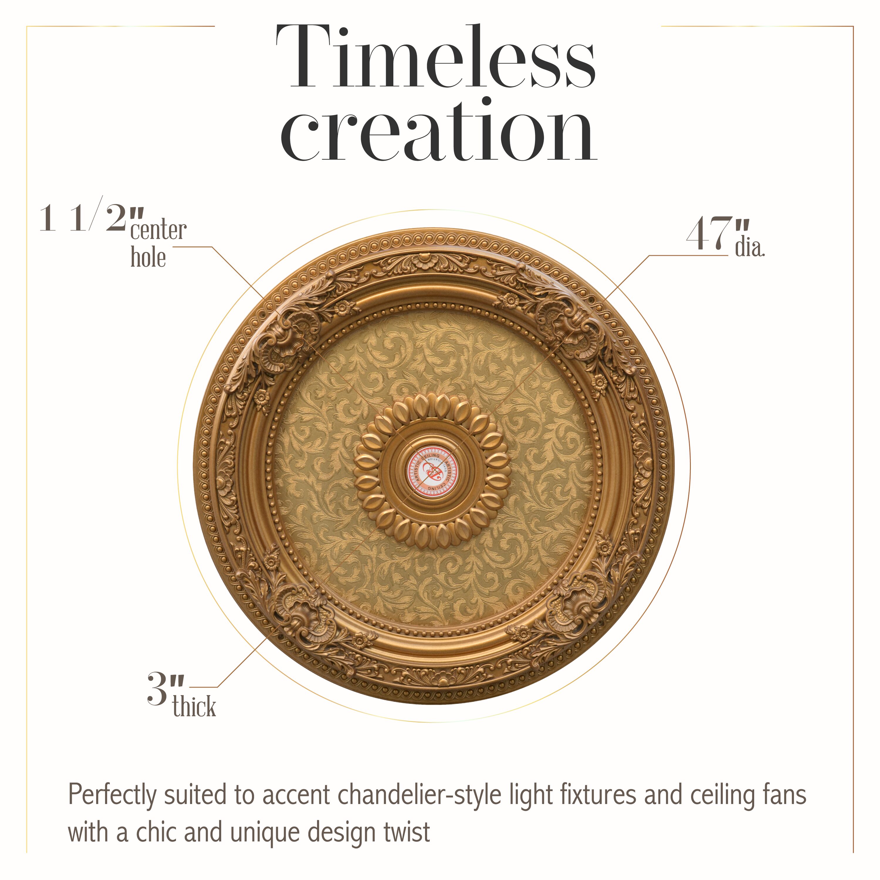 AFD Home 36 in. Round Chandelier Ceiling Medallion - Gold
