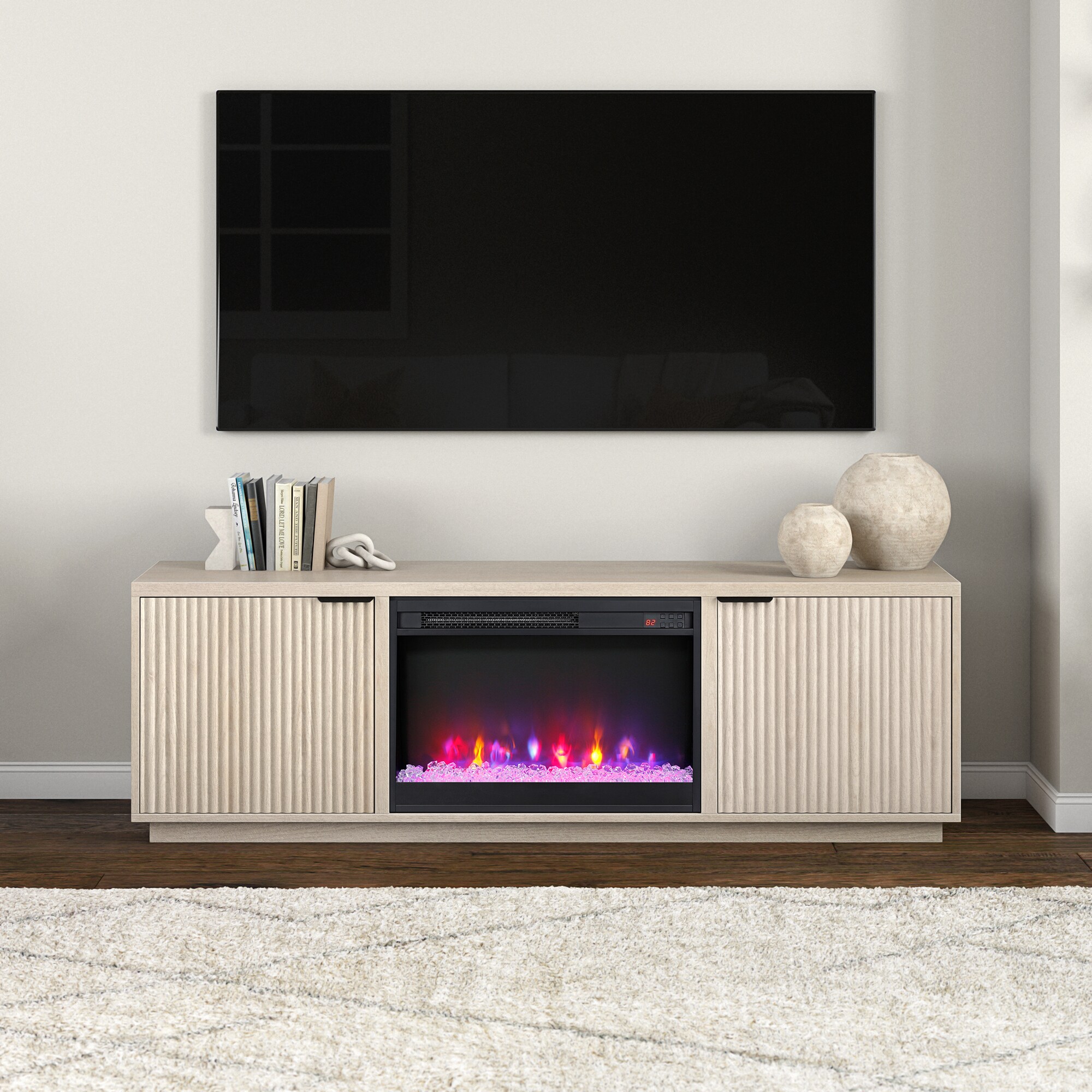 Hailey Home TV2313 Mansfield Transitional Alder White TV stand ( Accommodates TVs more than 70-in )