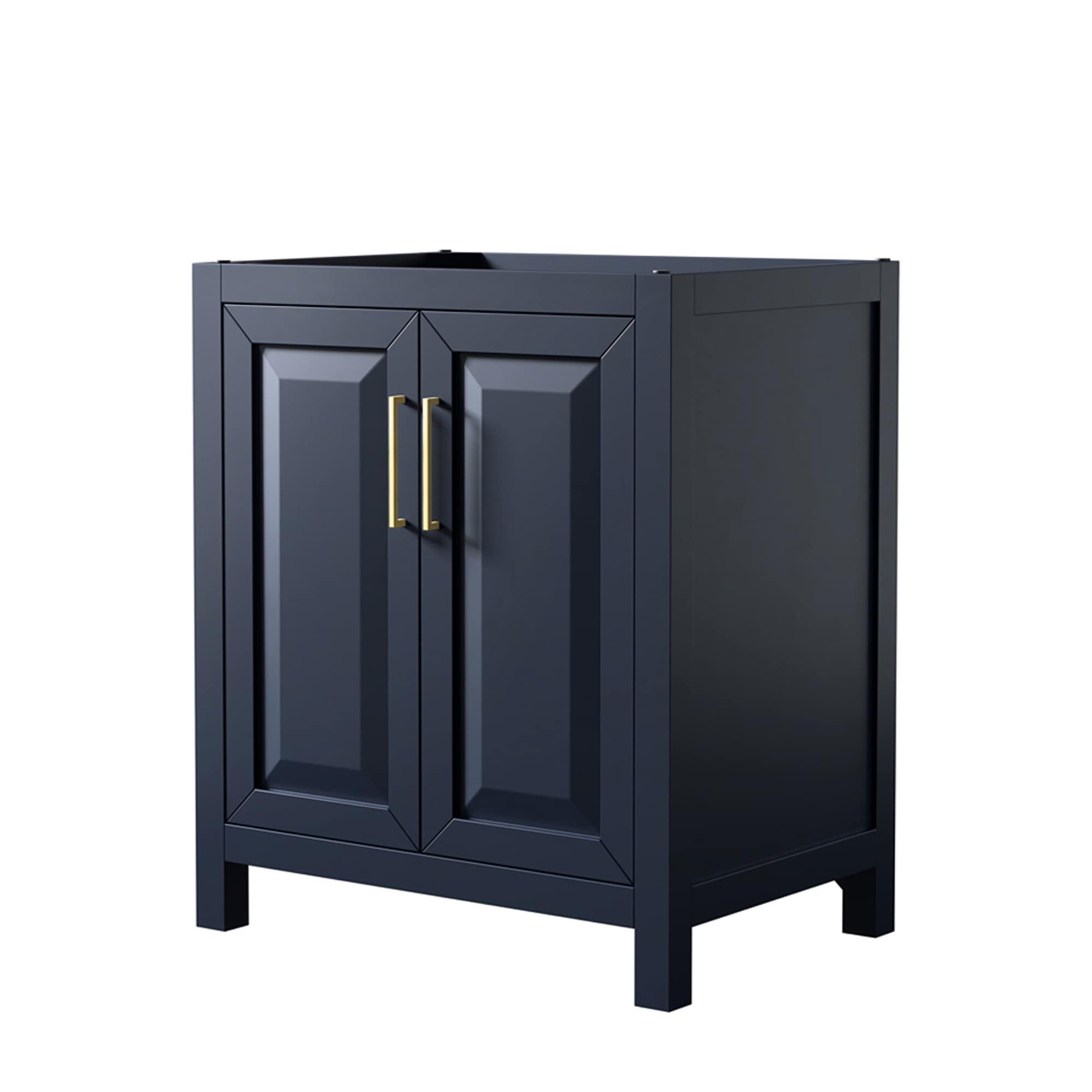 Wyndham Collection WCV252530SBLCXSXXMXX Daria 30-Inches Dark Blue with Brushed Gold Trim Bathroom Vanity Base Cabinet without Top