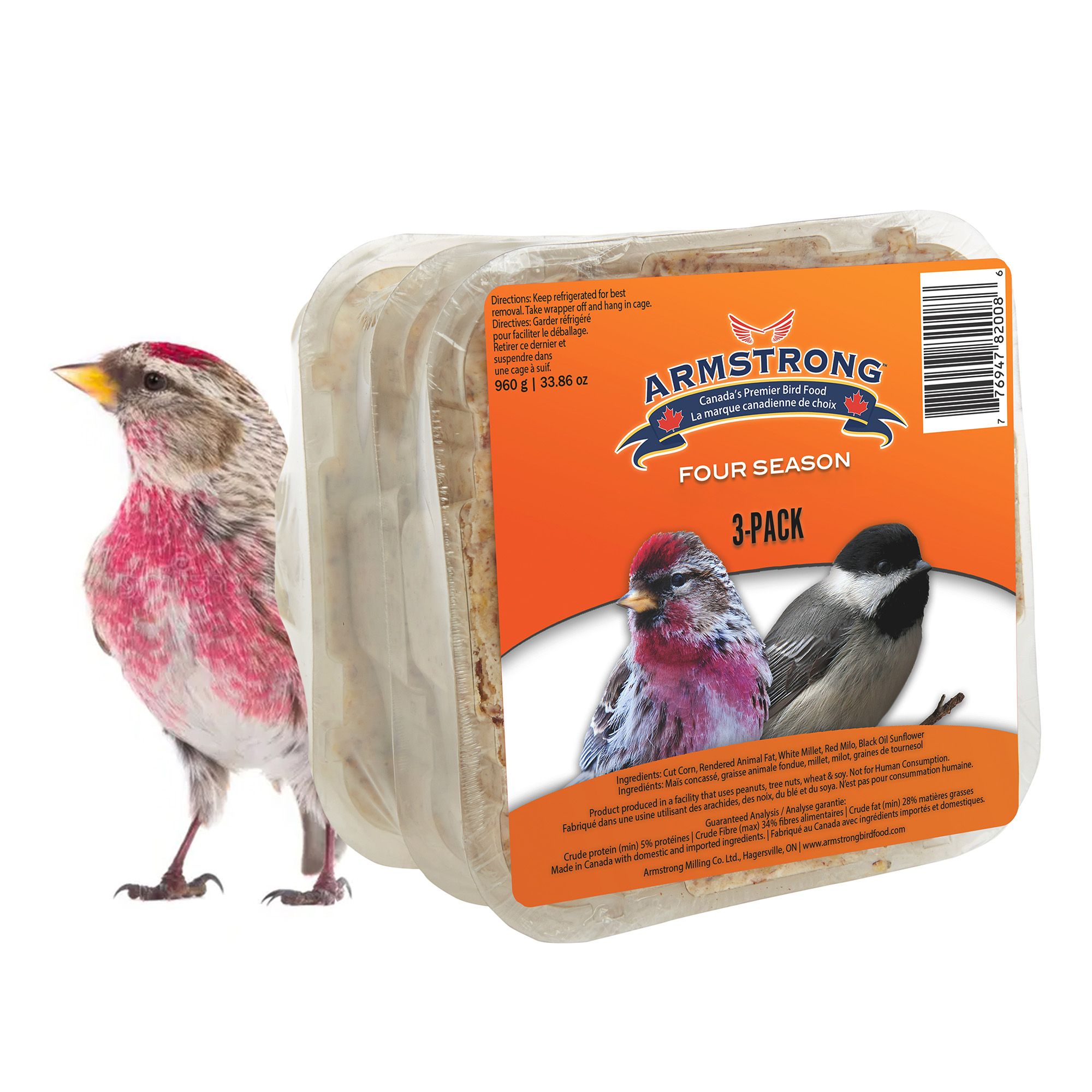 ARMSTRONG - Wild Bird Food Four Season Suet Cake - 33.9oz (Pack of 3)