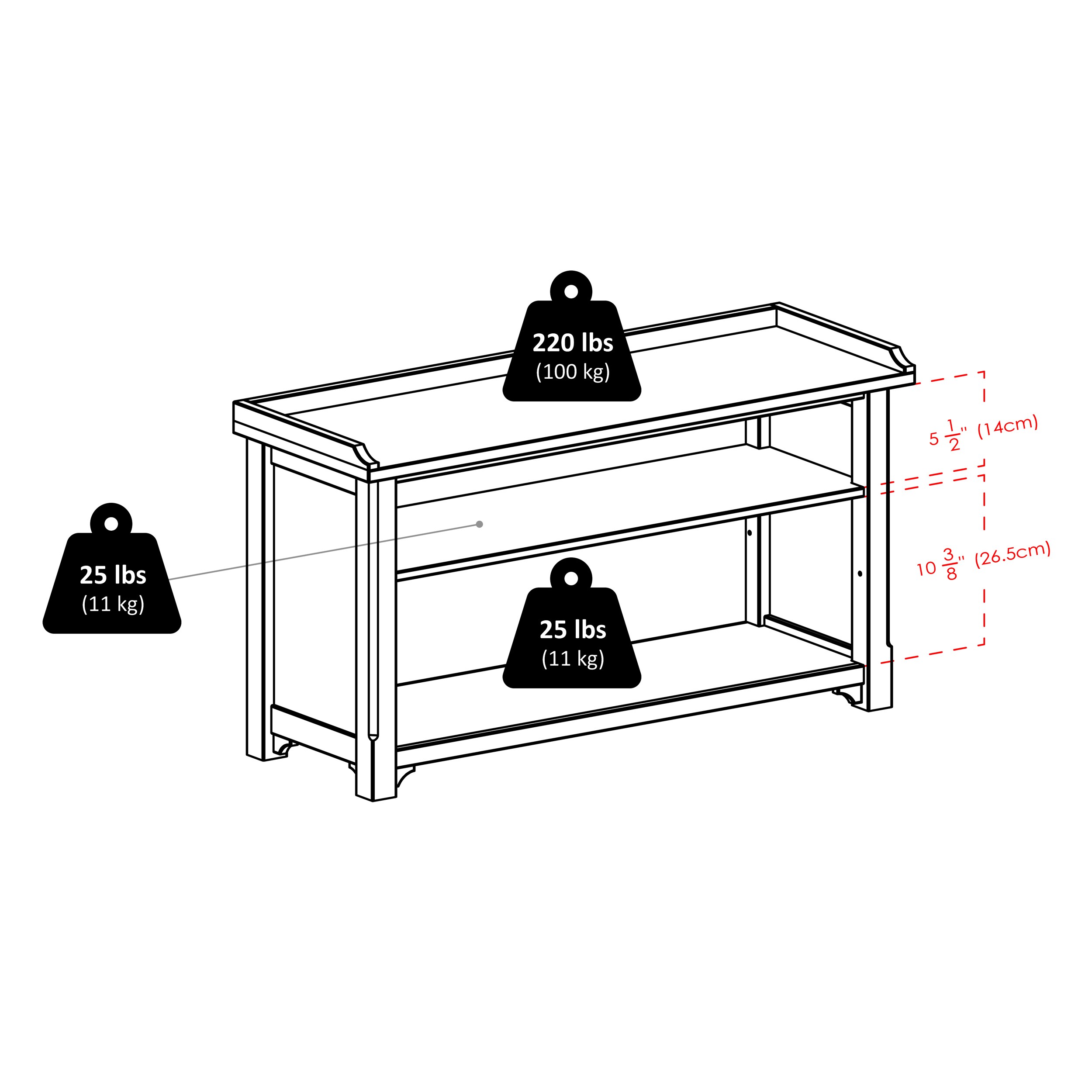 Winsome Transitional Walnut Storage Bench with Beige Fabric Baskets