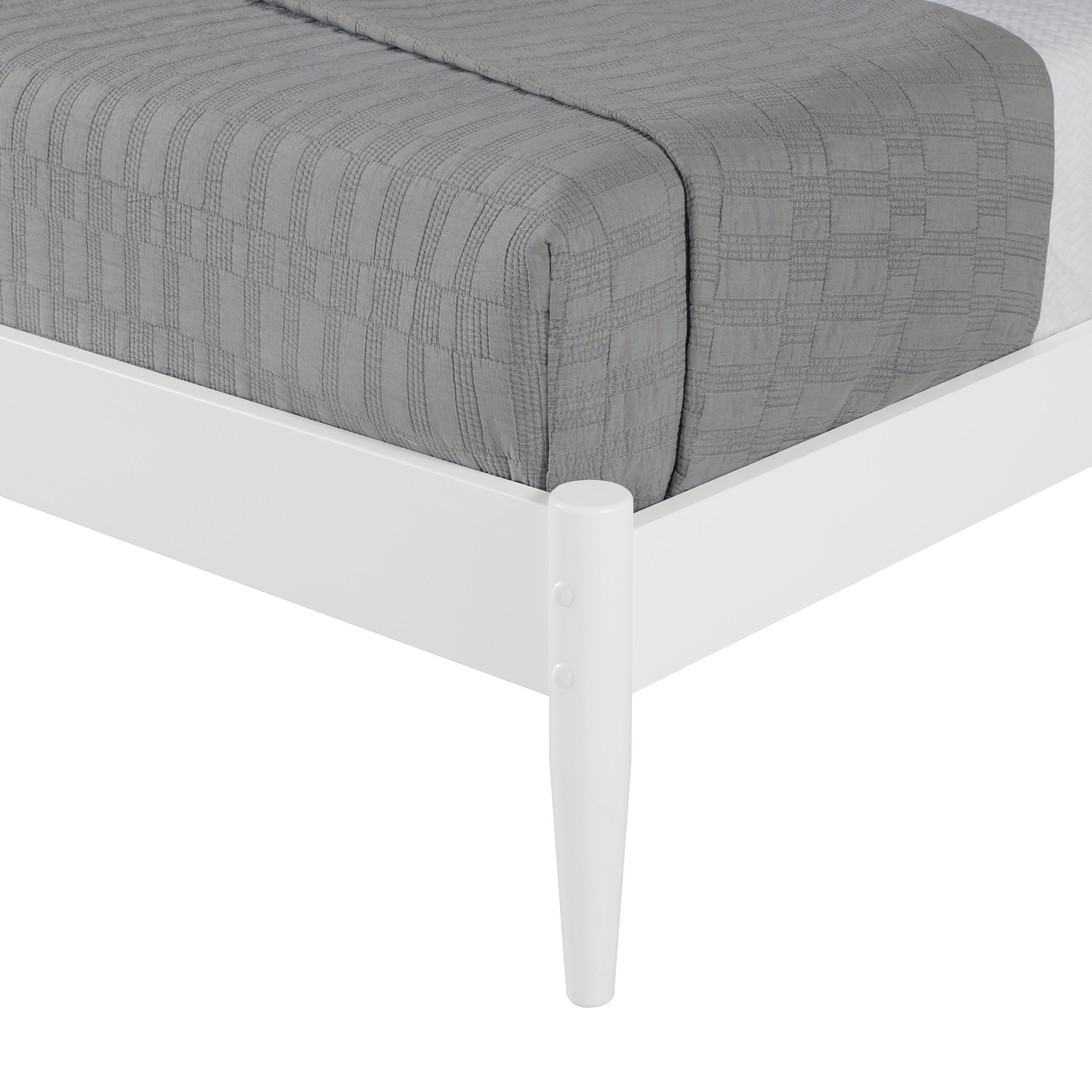 Elegant Pine Wood King-Size Bed with Slatted Headboard - White Finish