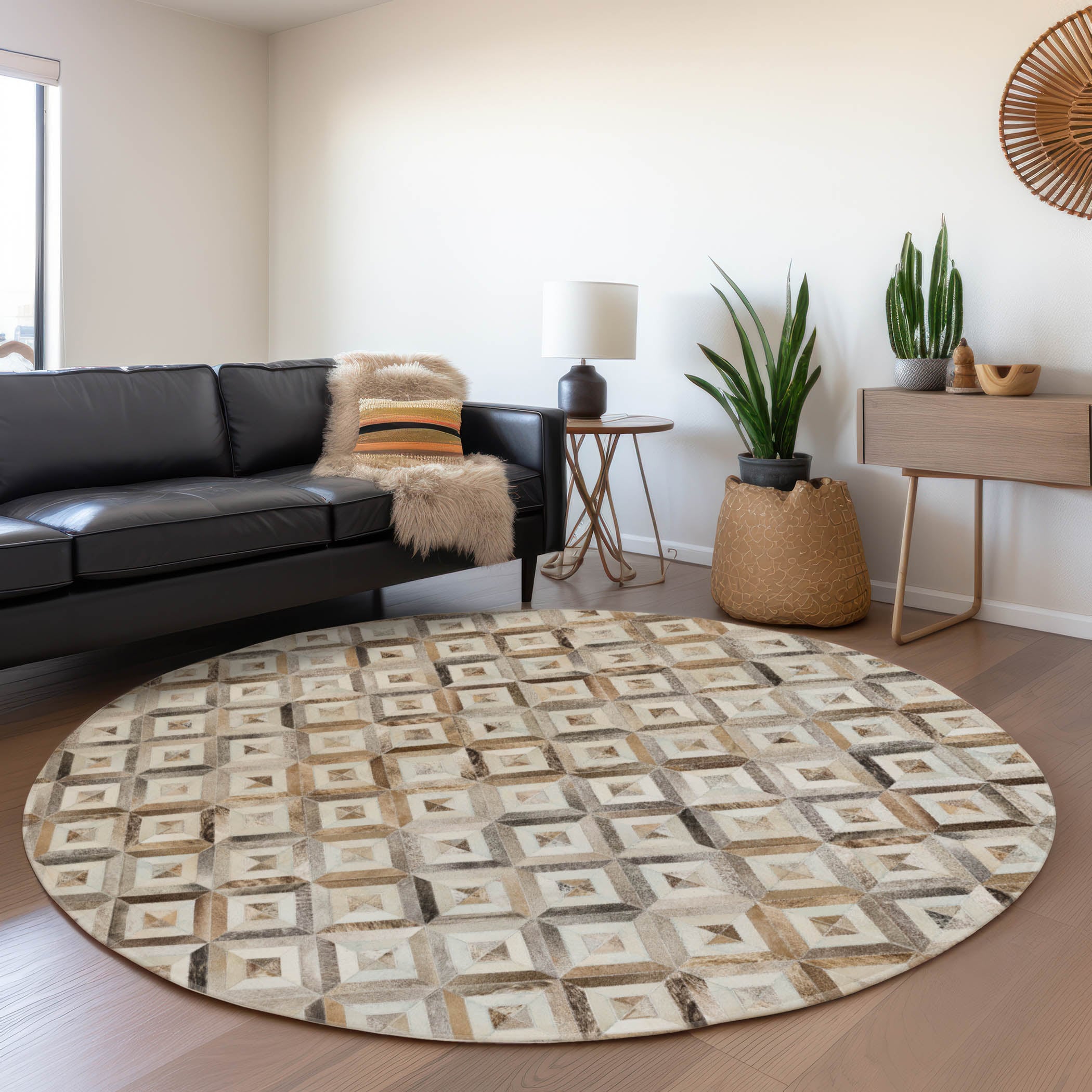 Addison Rugs AMF102GY8RO Mayfield AMF102GY 8 x 8 (ft) Loomed Polyester Gray Round Indoor Abstract Machine washable Area rug