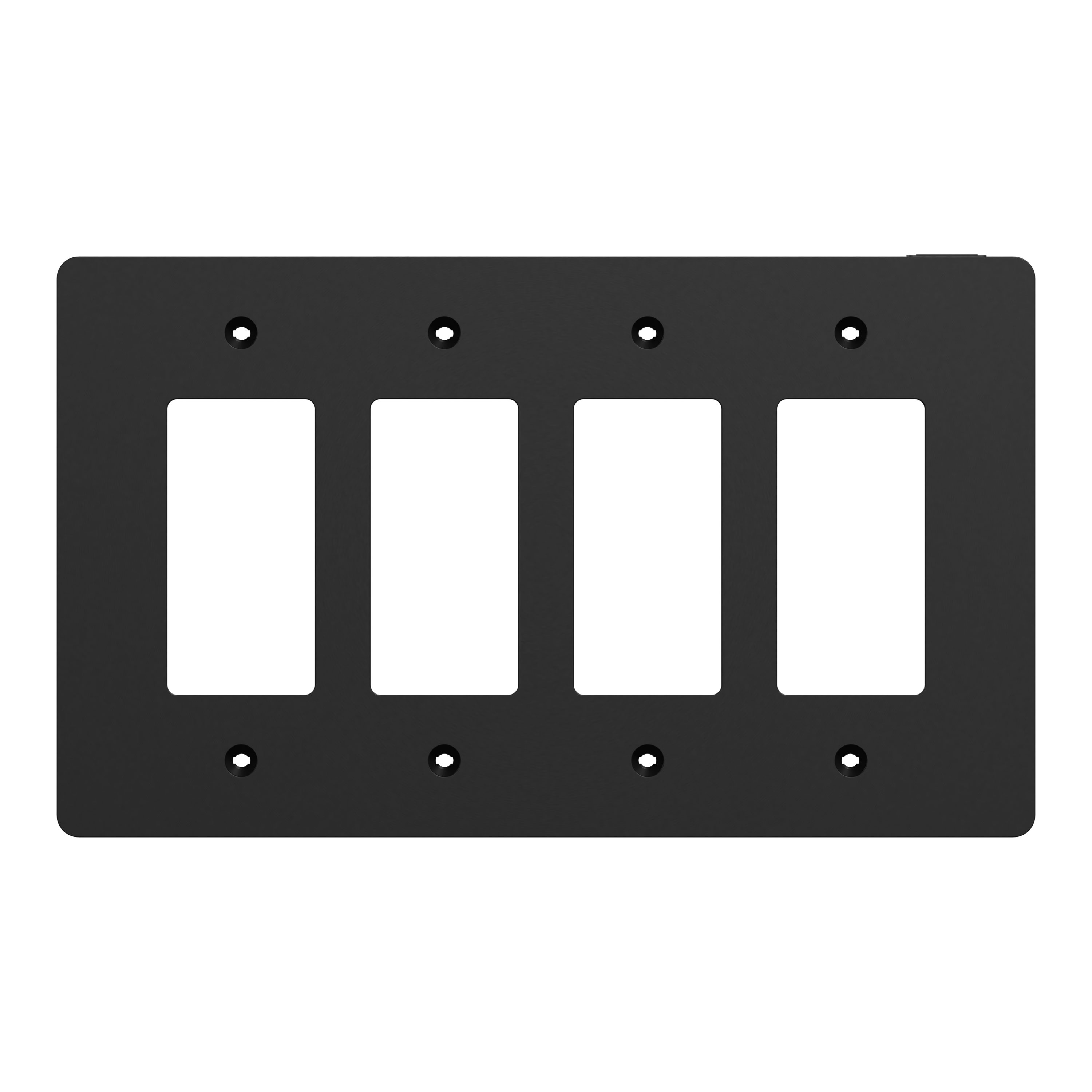 Square D SQWS141004BK X Series 4 -Gang Midsize Size Matte Black Polycarbonate Indoor Decorator Wall Plate