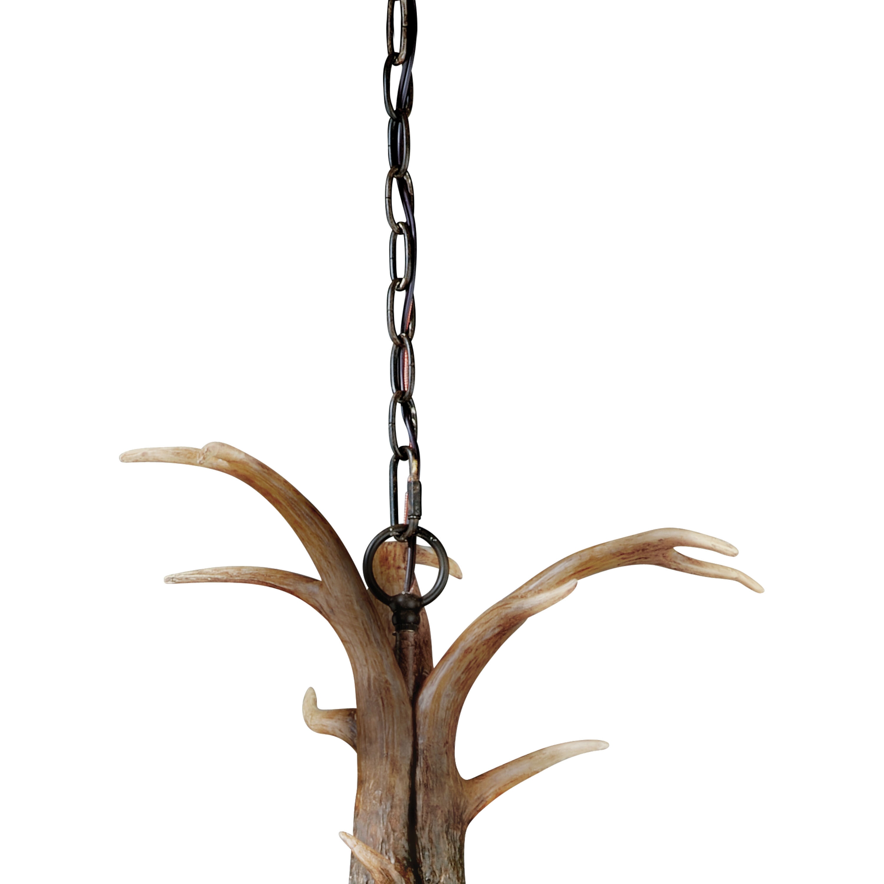 Rustic Antler-Inspired 6-Light Chandelier in Creme Cognac and Black Walnut