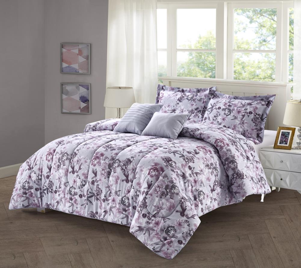 Bloom by Sara Berrenson Dusty Dream 5-Piece Grey Full/Queen Comforter ...