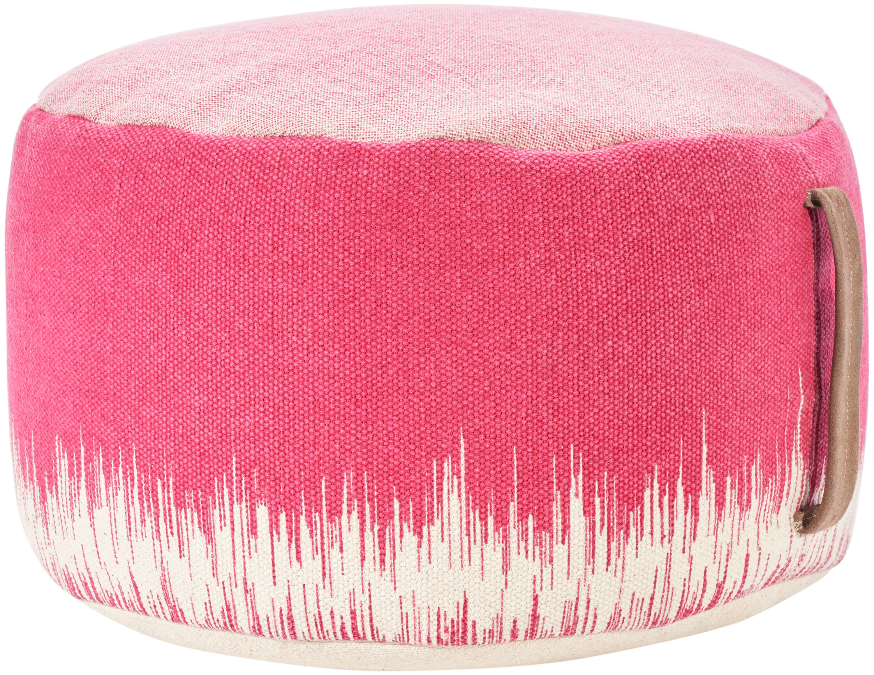 Mina Victory 798019028824 Casual Hot Pink Pouf Ottoman