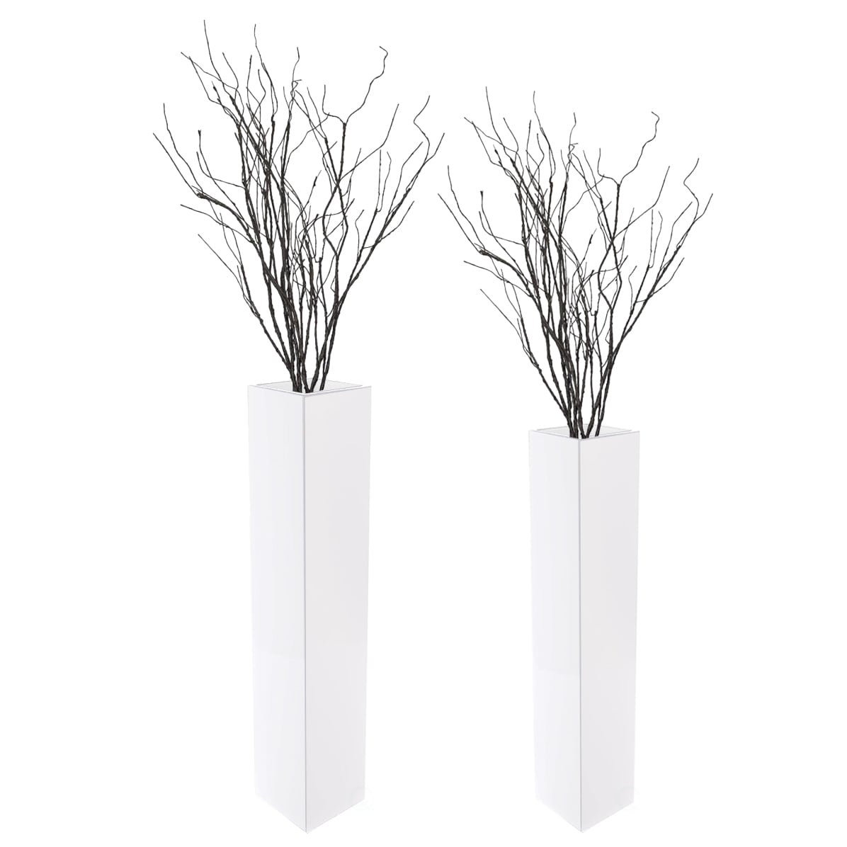 Uniquewise QI004184.2 2 -Pack White Wood Modern Vase
