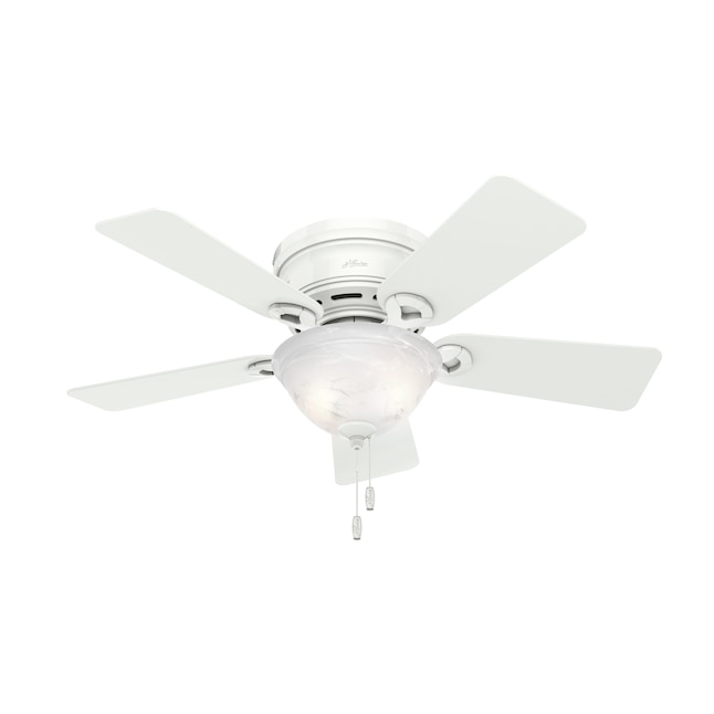 Hunter Conroy 42 In Snow White Led Indoor Flush Mount Ceiling Fan With Light 5 Blade The Fans Department At Com - 42 Flush Mount White Ceiling Fan With Light