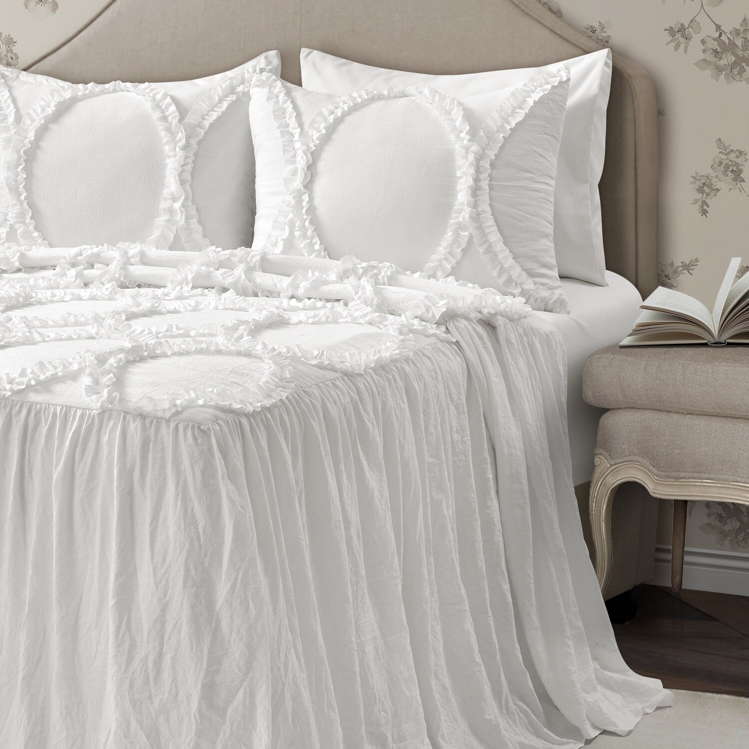 Lush Decor Reyna Ruffle Sheet Set - Queen - White