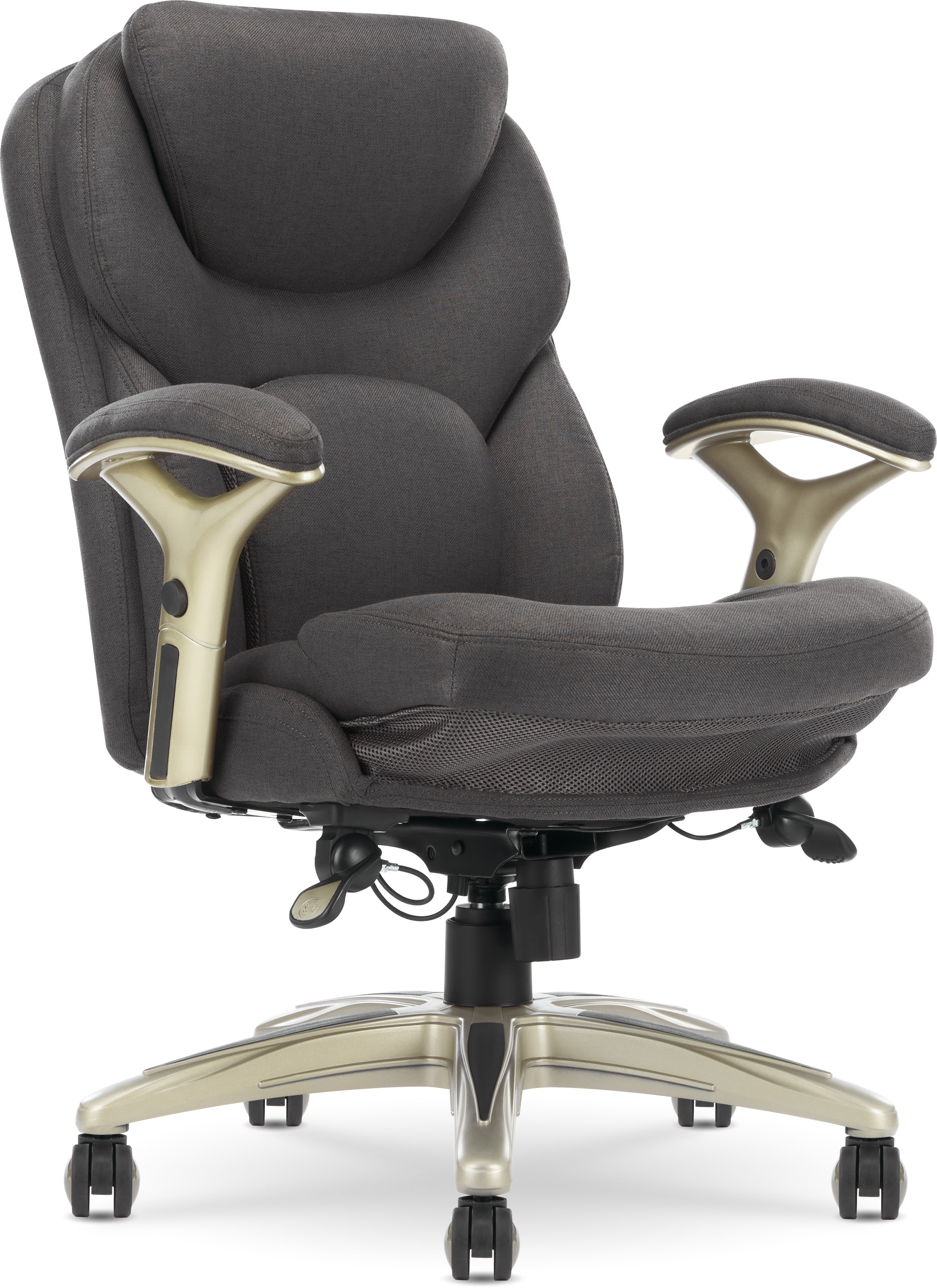 Serta Claremont Dark Gray Woven Fabric Traditional Ergonomic Adjustable Height Swivel Fabric Executive Chair 44186E at Lowes