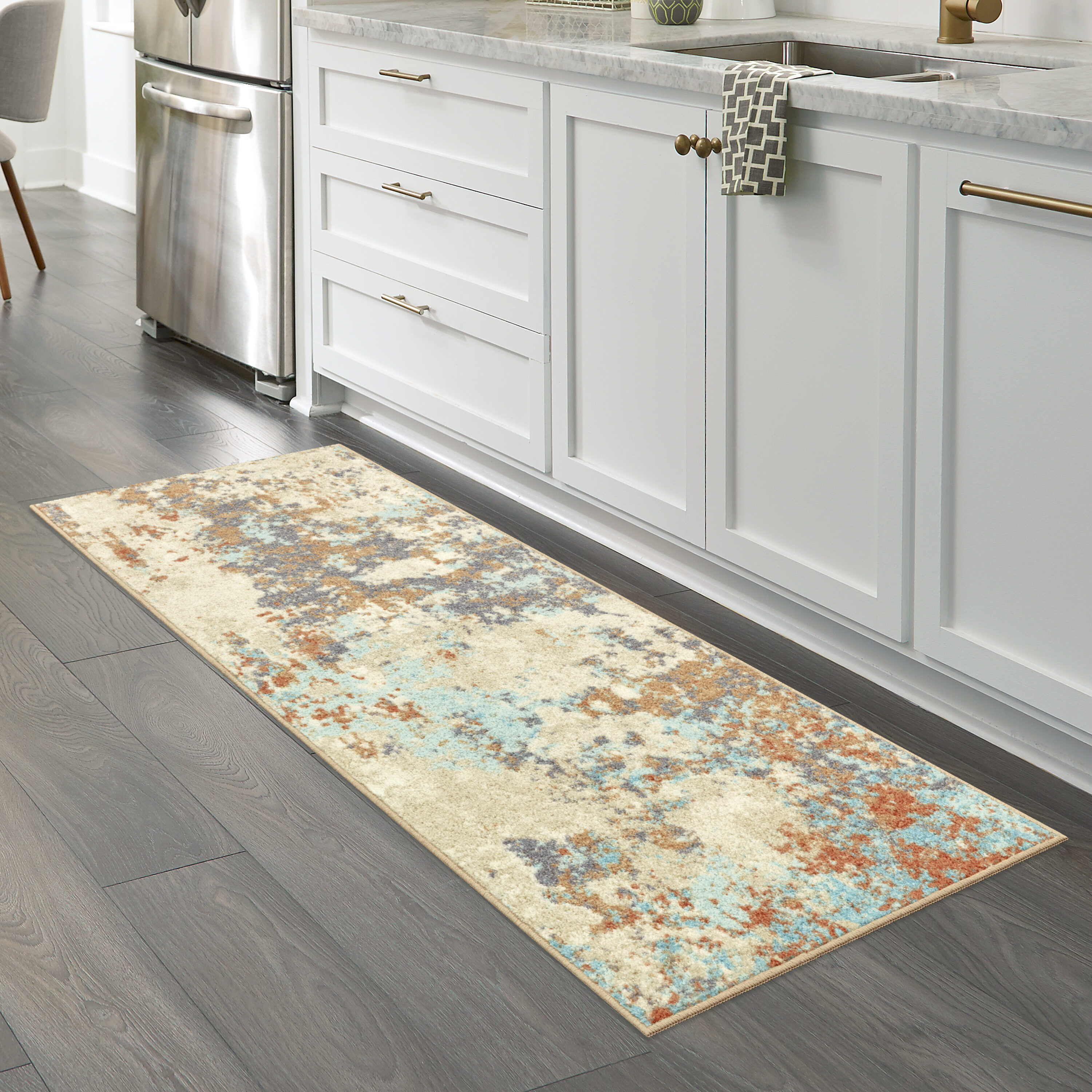 2' x 6' Multi-Color Nylon Runner Rug with Latex Backing