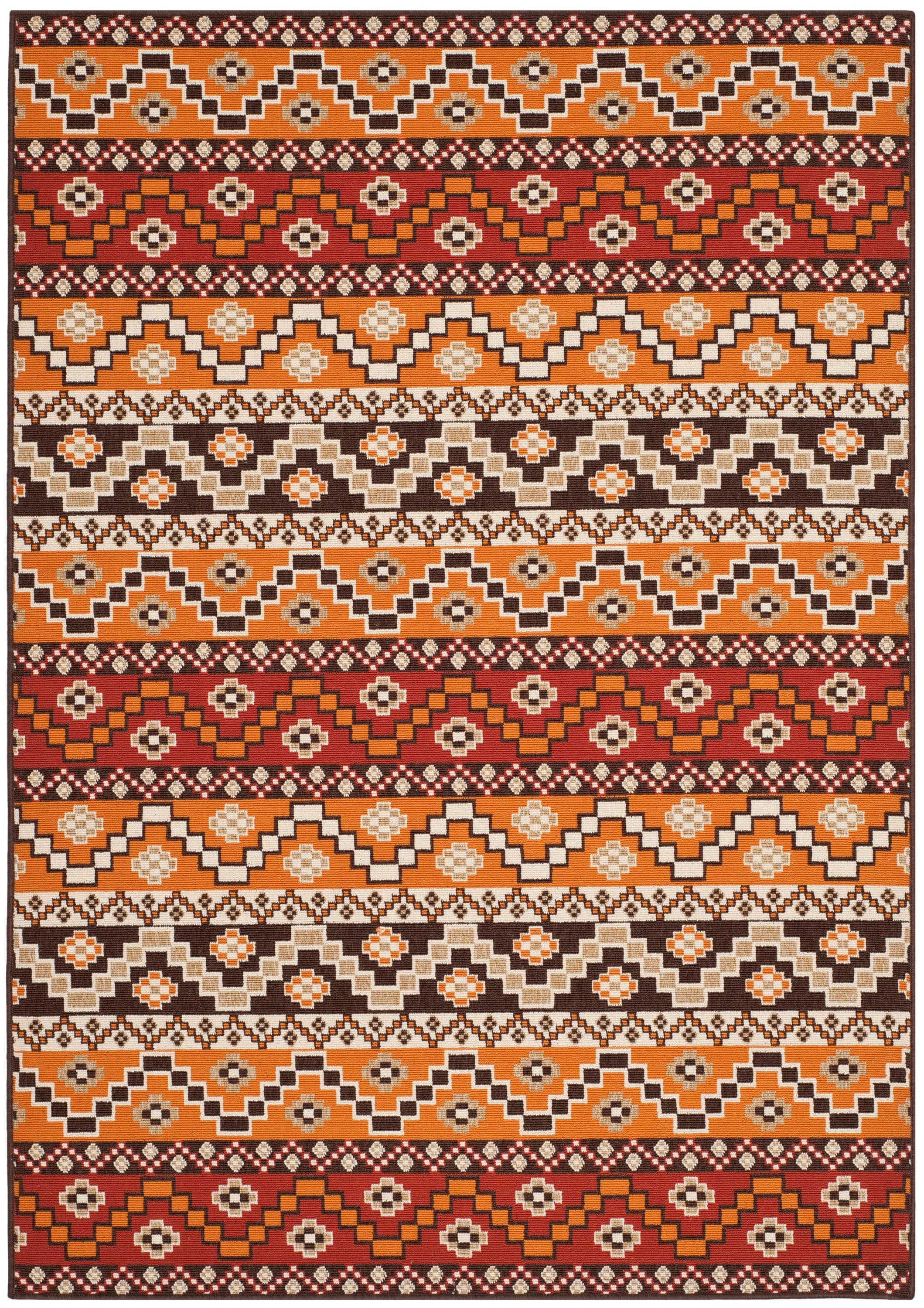 Safavieh VER095-0332-6 Veranda Rudy 7 x 10 (ft) Loomed Synthetic Red/Chocolate Rectangular Indoor/Outdoor Abstract Coastal Area rug