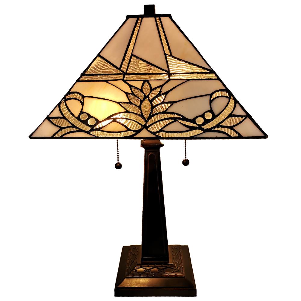 Tiffany Style 22" White Stained Glass Table Lamp