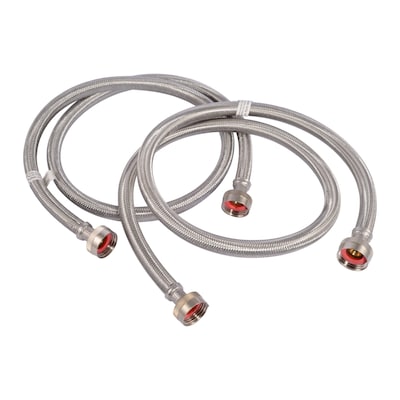 EASTMAN 2 -Pack 4-ft 3/4 -in FHT Inlet x 3/4 -in FHT Outlet Braided stainless steel Washing machine connector
