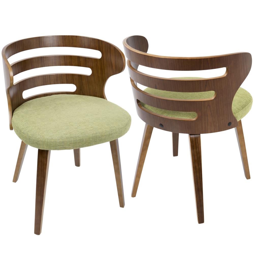 LumiSource CH-COSI WL+GN Cosi Midcentury Walnut, Green Accent Chair