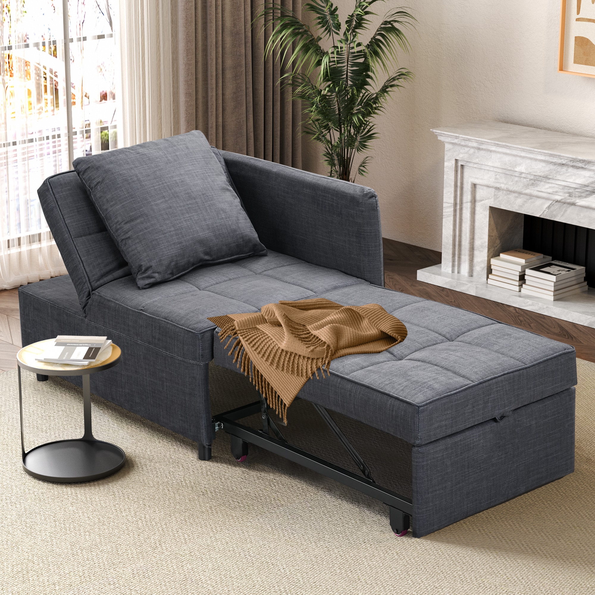 Ainfox WUX023-DG Grey Transitional Cotton Twin Sofa bed