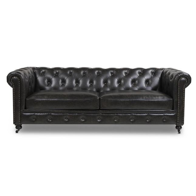 Faux Leather Sofa In The Couches Sofas, Rustic Black Leather Sofa