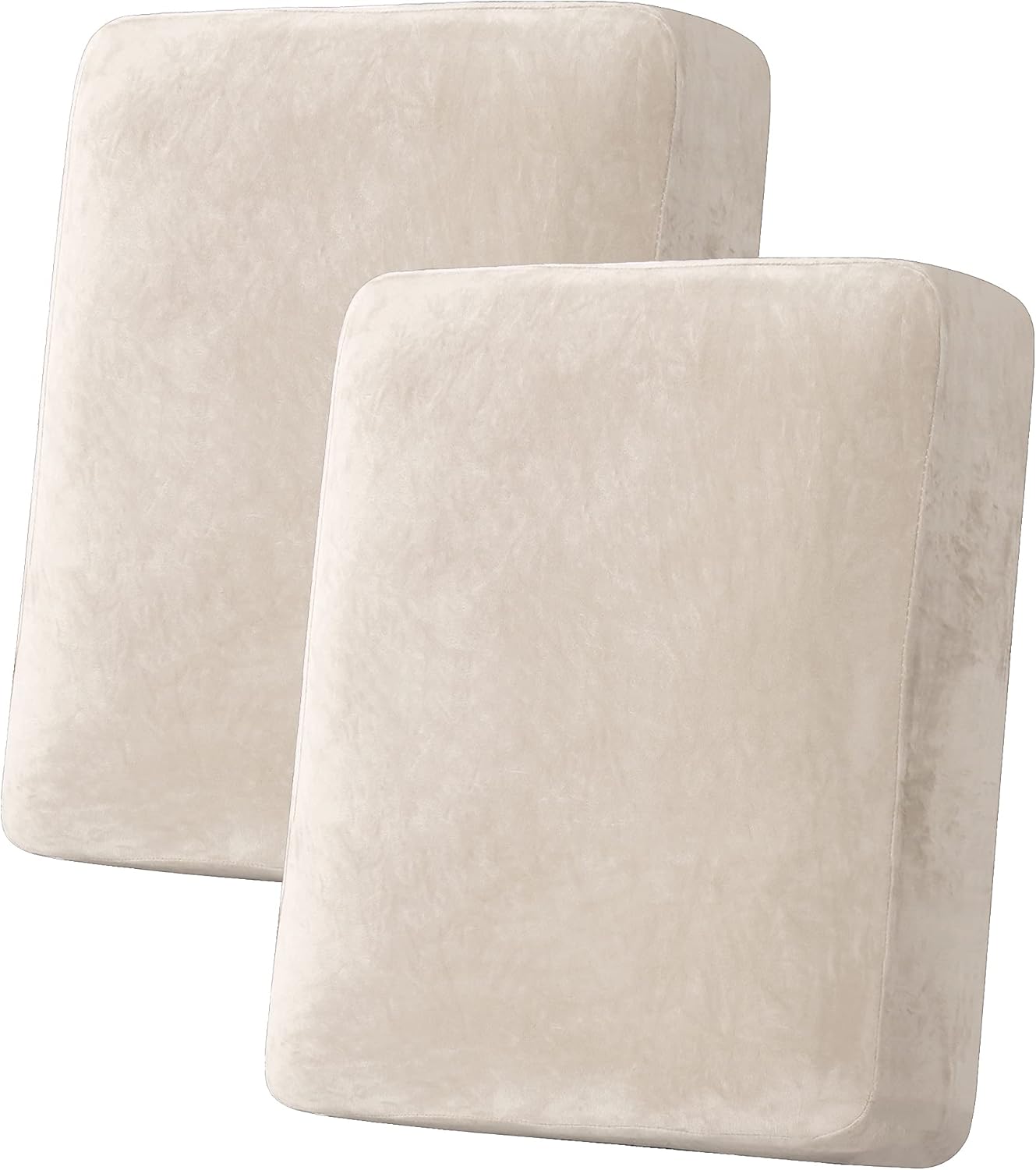 H.Versailtex - Stretch velvet cushion cover 2-Cushion Loveseat Covers Ivory