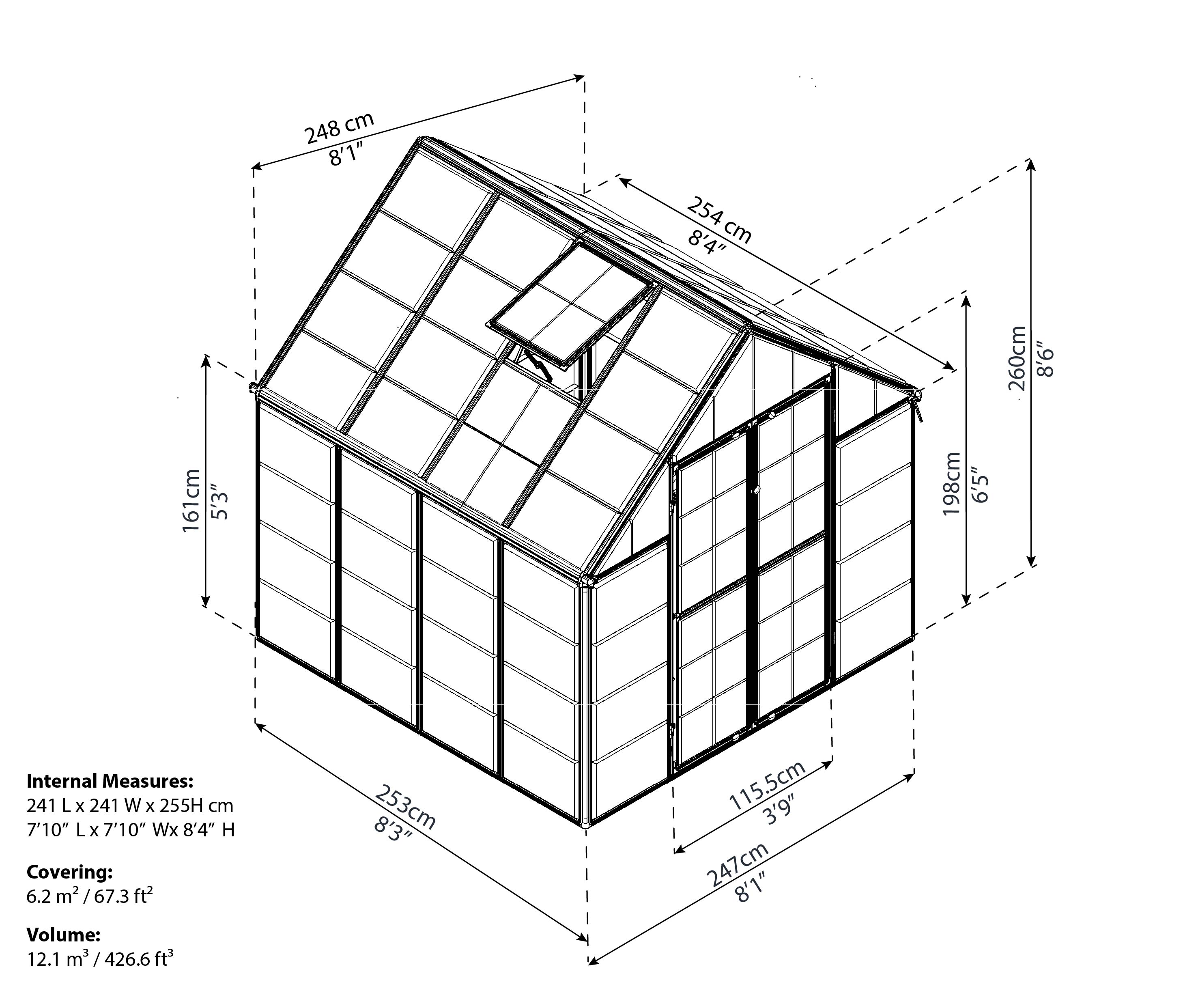 Snap & Grow 8' x 8' Clear Polycarbonate Aluminum Greenhouse