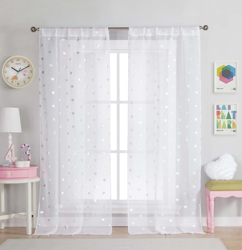 Duck River Textile KELL 14502D=12 96-in White Sheer Standard Lined Rod Pocket Curtain Panel Pair
