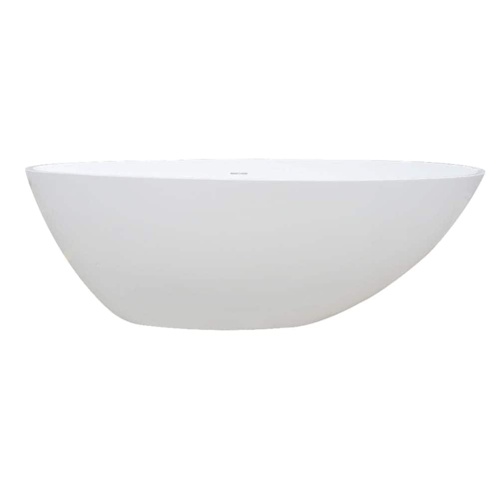 Kingston Brass  VRTRS633022 Arcticstone 63 Inch Free Standing Solid Surface Soaking Tub with Reversible Drain Assembly and Overflow