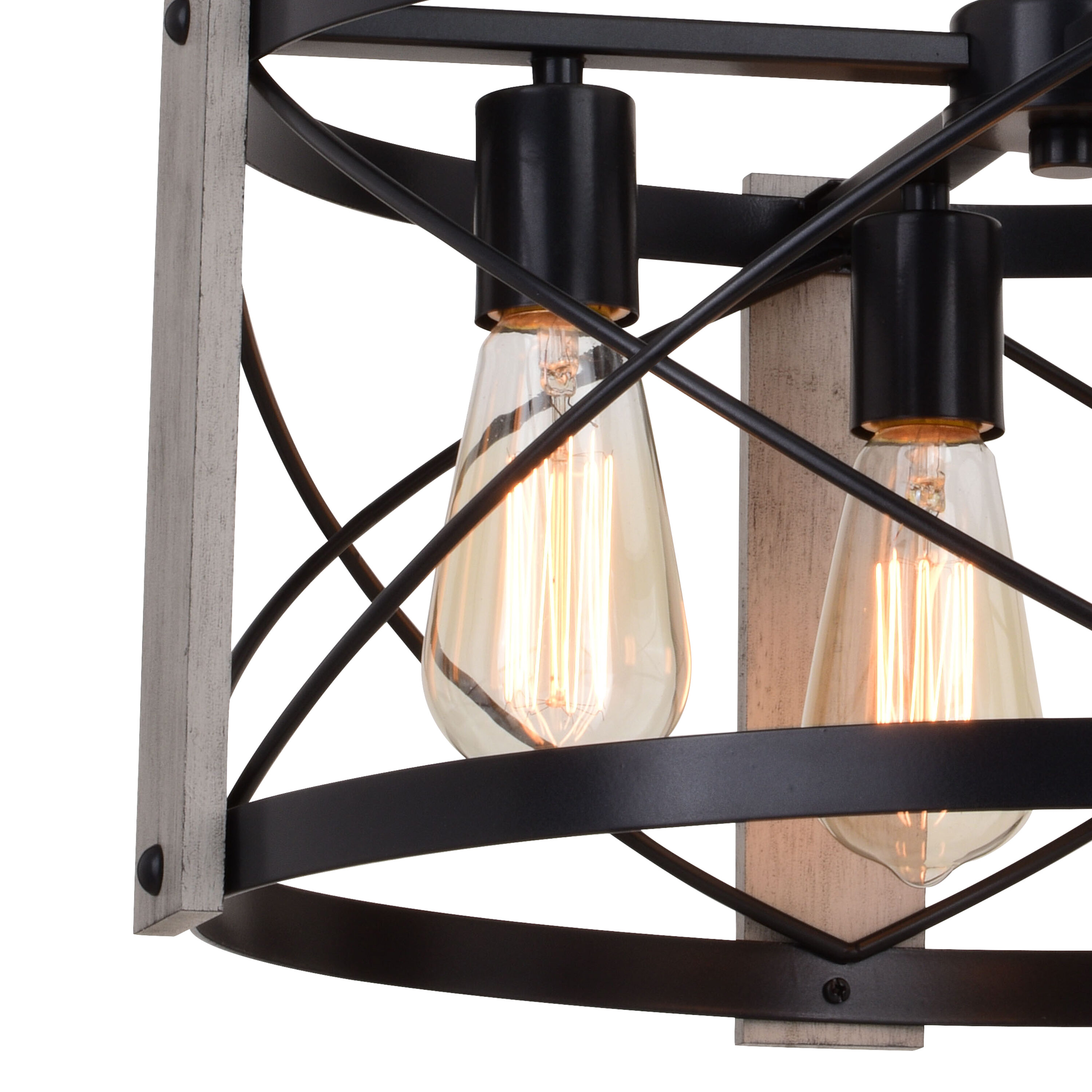 Burien 18" Black and Washed Ash Farmhouse Drum Pendant Light