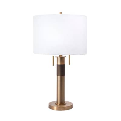Brass Led Table Lamp With Fabric Shade, Hudson Valley Laurel Table Lamp