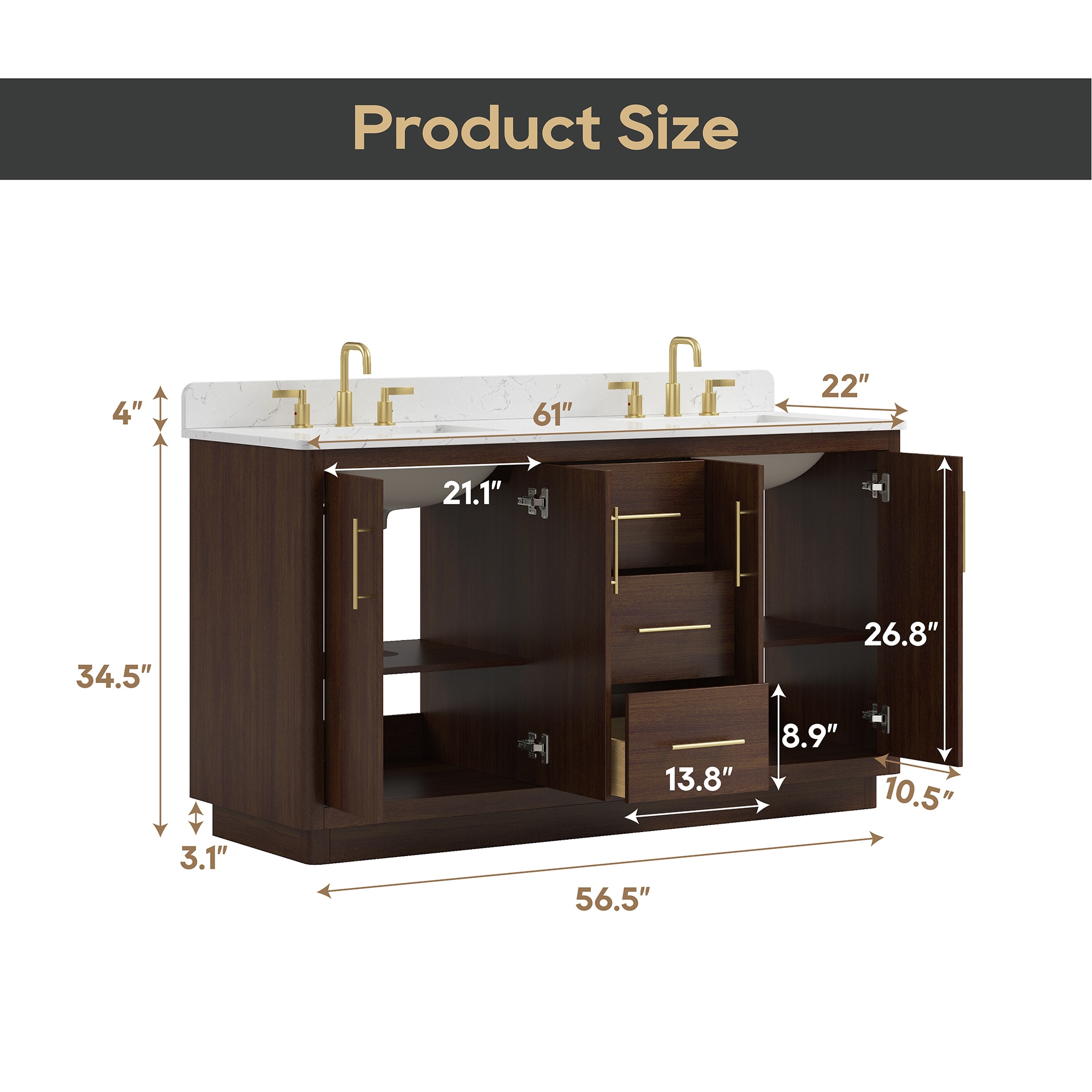 DELUXE LIVING V24002-60WT Bath-Vanity-Combo - View #6