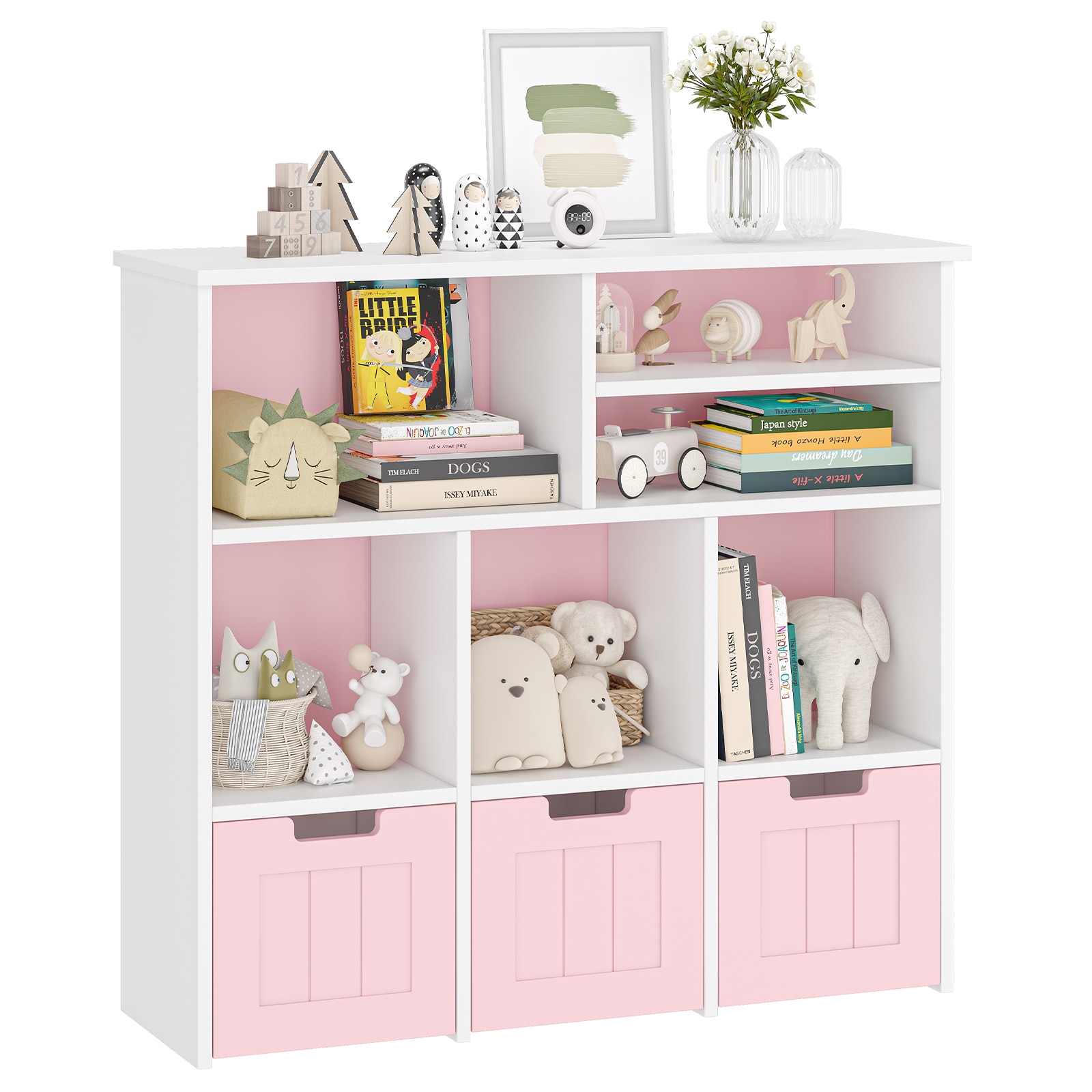 IdealHouse - Toy Storage Organizer for Kids 3-Drawer Movable Toy Storage Cabinet with Hidden Whee...