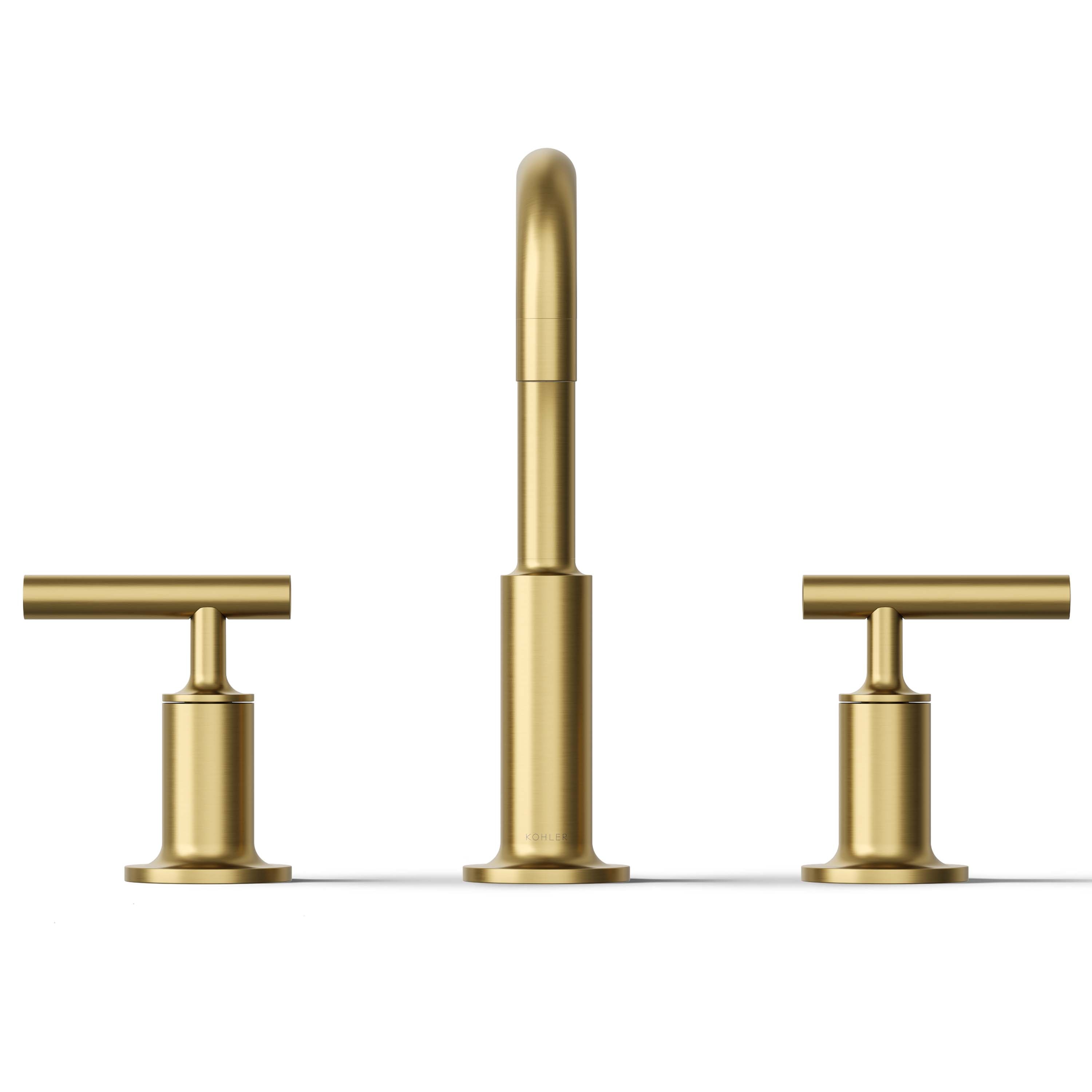 Vibrant Brushed Moderne Brass Widespread Bathroom Faucet