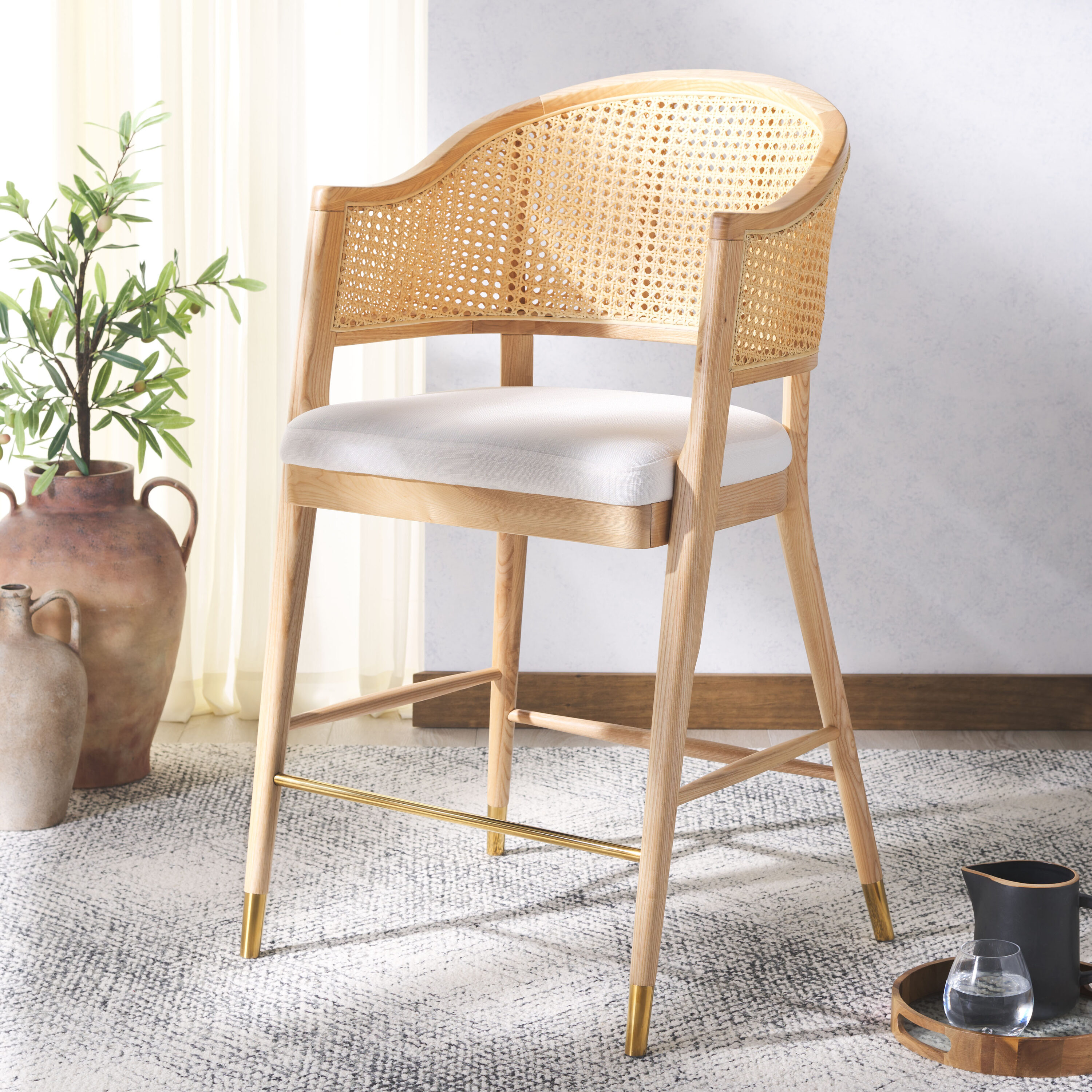  Rogue Modern Style Rattan Barstool/Natural