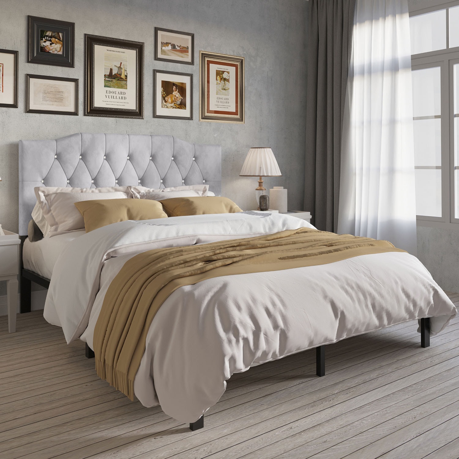 CasePiece C8357QPL-SGY-VV Silver Grey Queen Wood Platform Bed