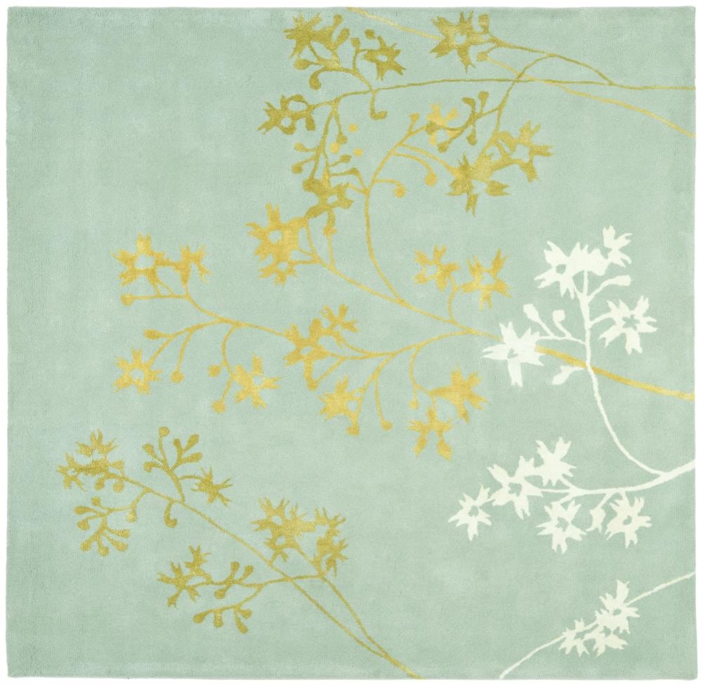 Safavieh SOH316C-8SQ Soho Scion 8 x 8 (ft) Tufted Wool Light Blue/Multi Square Indoor Floral/Botanical Farmhouse/Cottage Area rug