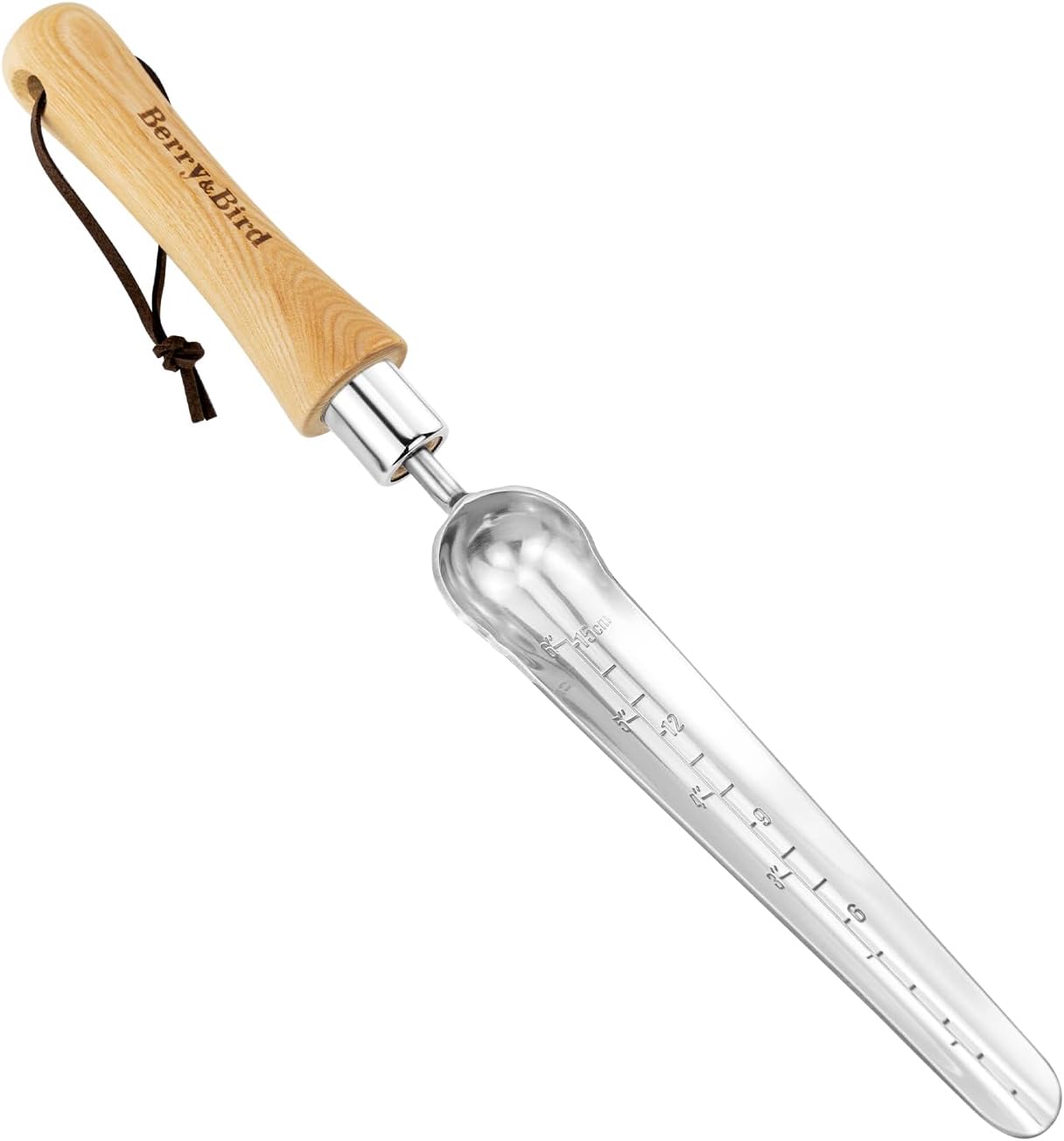 Berry&Bird - Seeding Widge Stainless Steel Seed Dibber Tool with Measuring Scal Wooden Handle Gar...