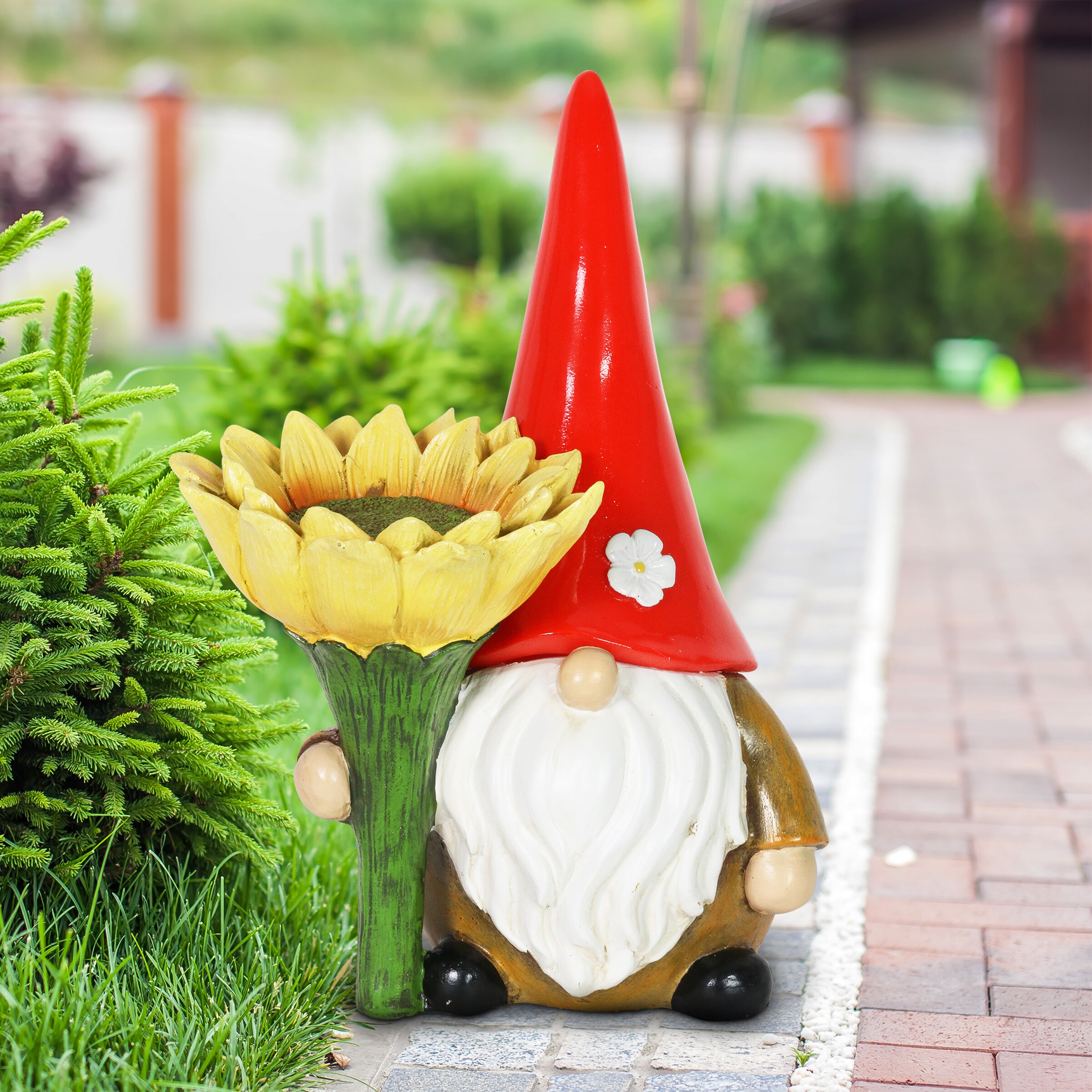 Exhart 12.48-in H x 9.1-in W Multiple Colors/Finishes Gnome Garden ...