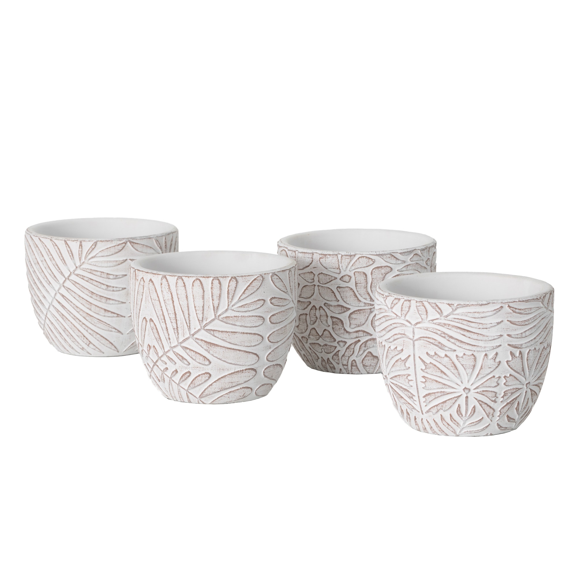 Sullivans N3011 4 -Pack Round 3.5-Inches W Small White Clay Indoor Planter