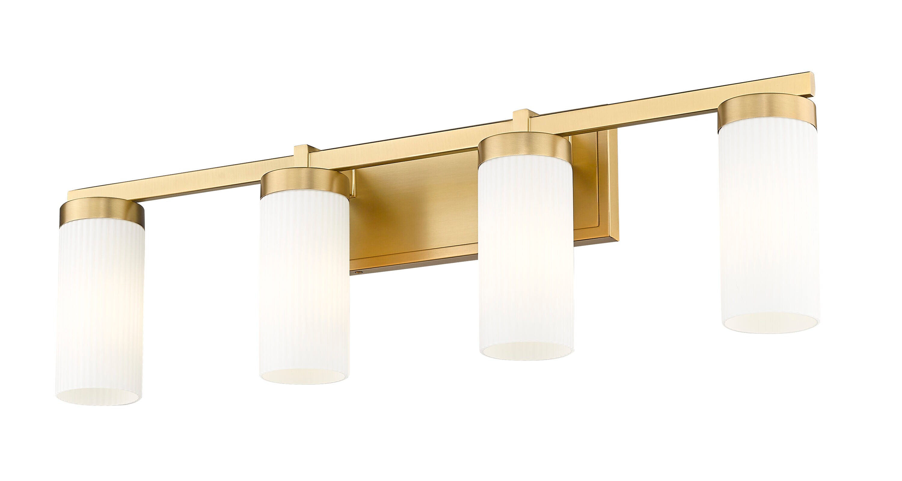 Modern Gold Vanity Light with Frosted White Glass Shades