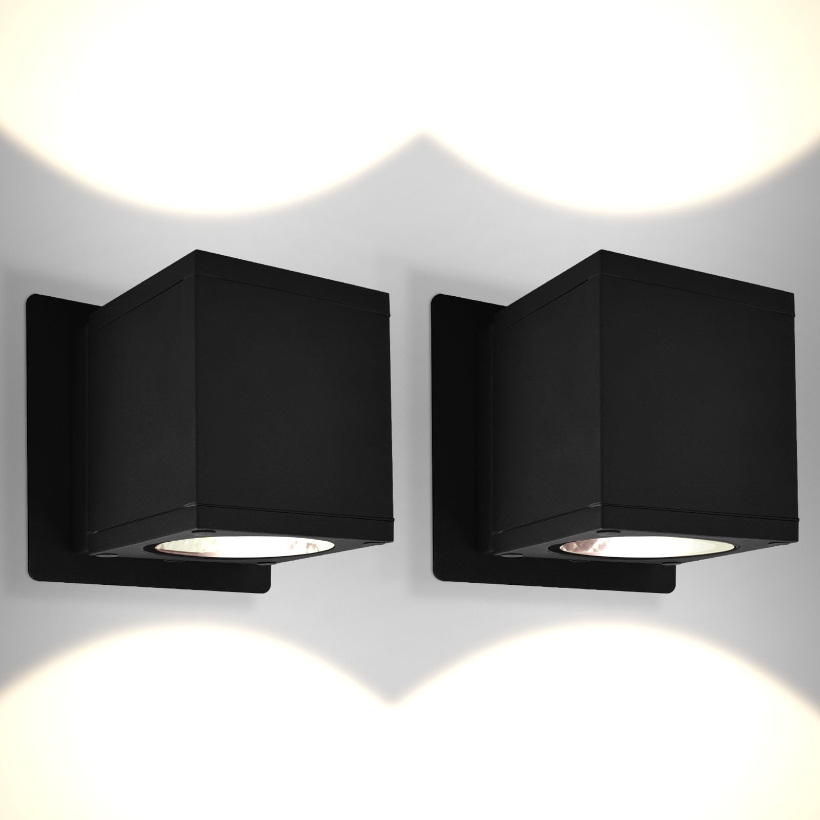 Luxrite Xterior Outdoor LED Wall Lights 2 -Pack 4.25-in H Matte Black Hardwired Integrated LED Outdoor Wall Light
