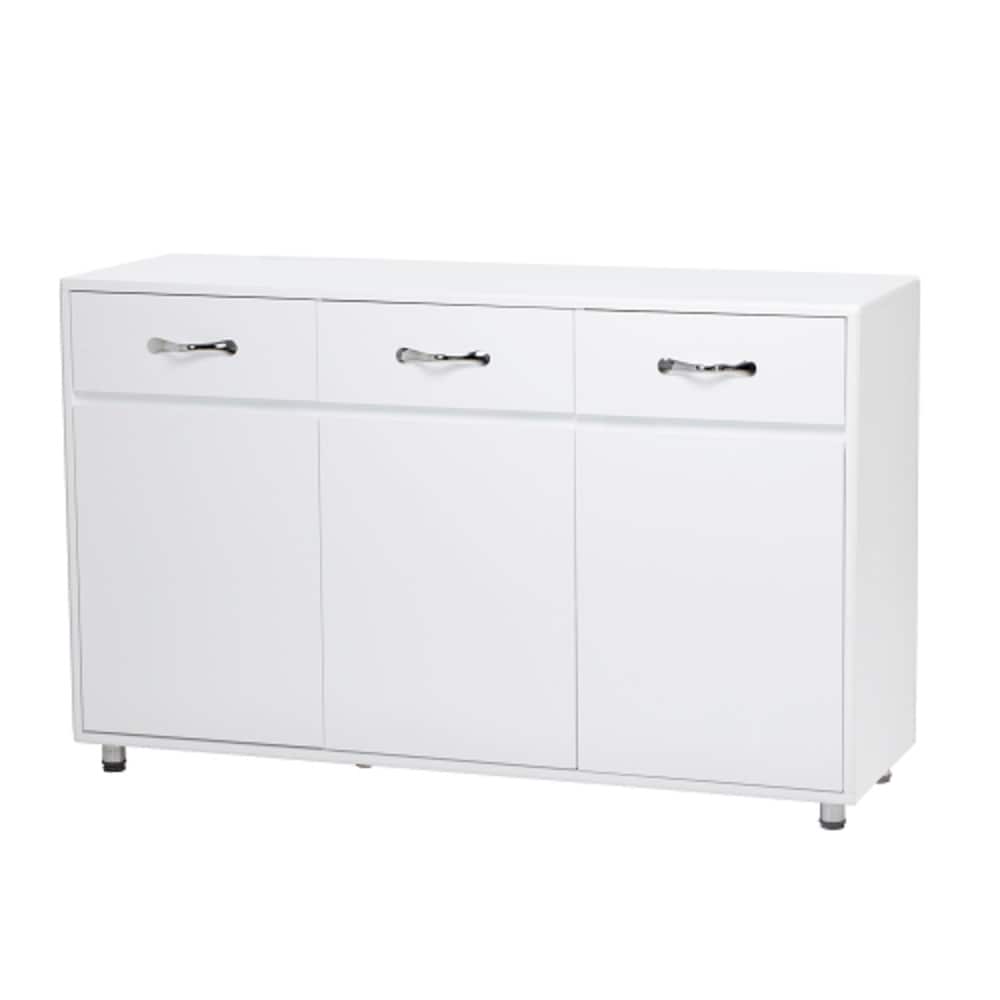CASAINC CYH-W282S00001 Three doors side table-white 20.24-in W x 6.69-in H White Wood Modern End Table Assembly Required