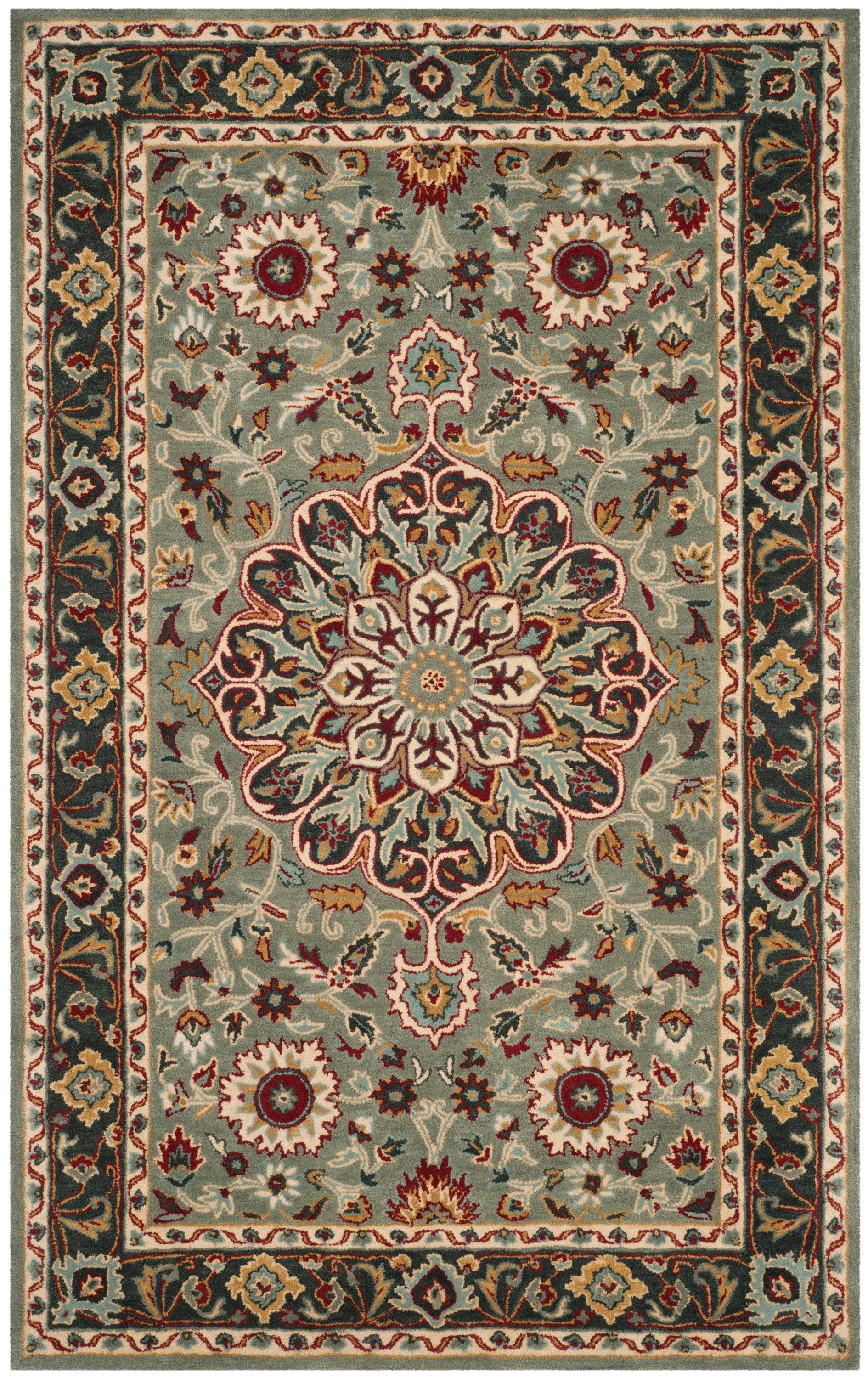 Safavieh Heritage Bellary 4 x 6 Gray/Charcoal Indoor Floral/Botanical Oriental Handcrafted Area Rug