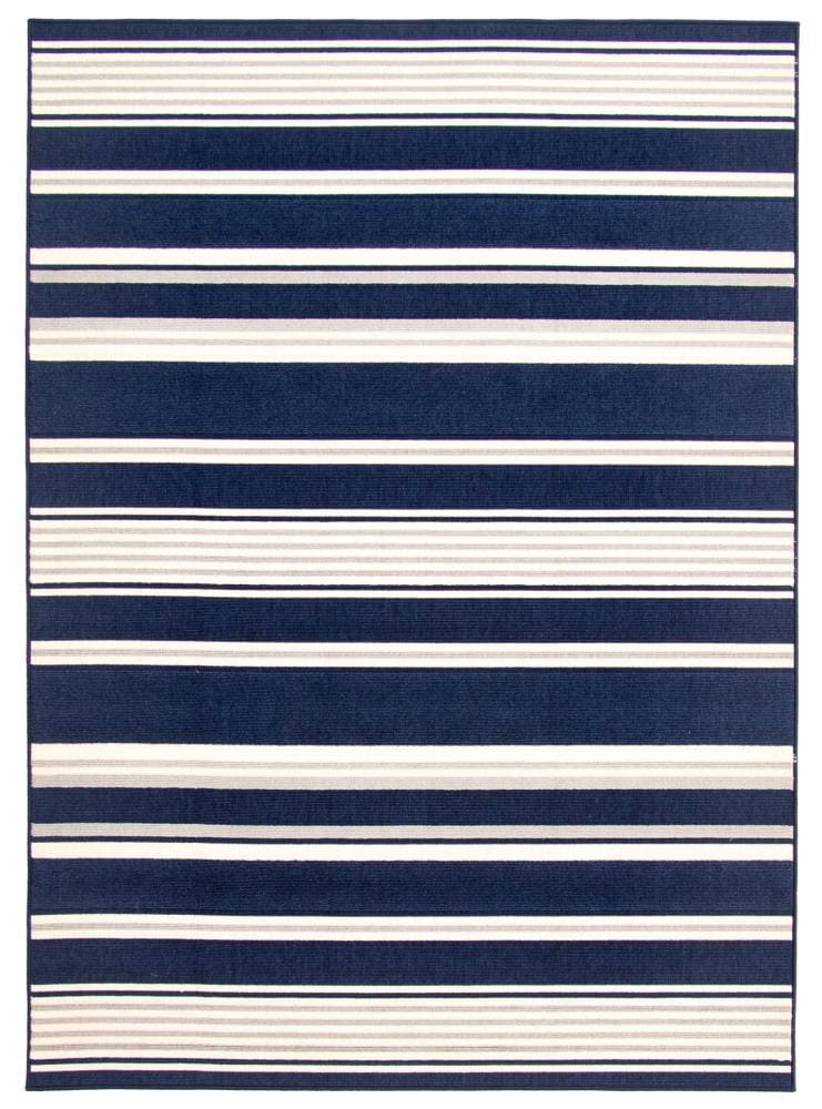 ECARPETGALLERY 351460 Arthur 5 x 8 (ft) Polypropylene Navy Rectangular Indoor/Outdoor Stripe Area rug