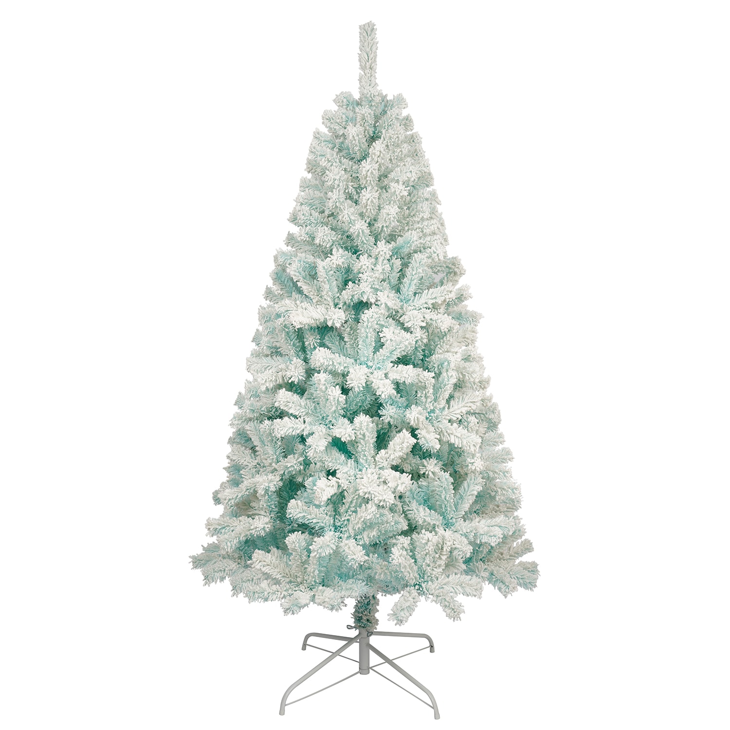 Bybafun YA7200007 6-ft Pre-lit Flocked Blue Artificial Christmas Tree with LED Lights