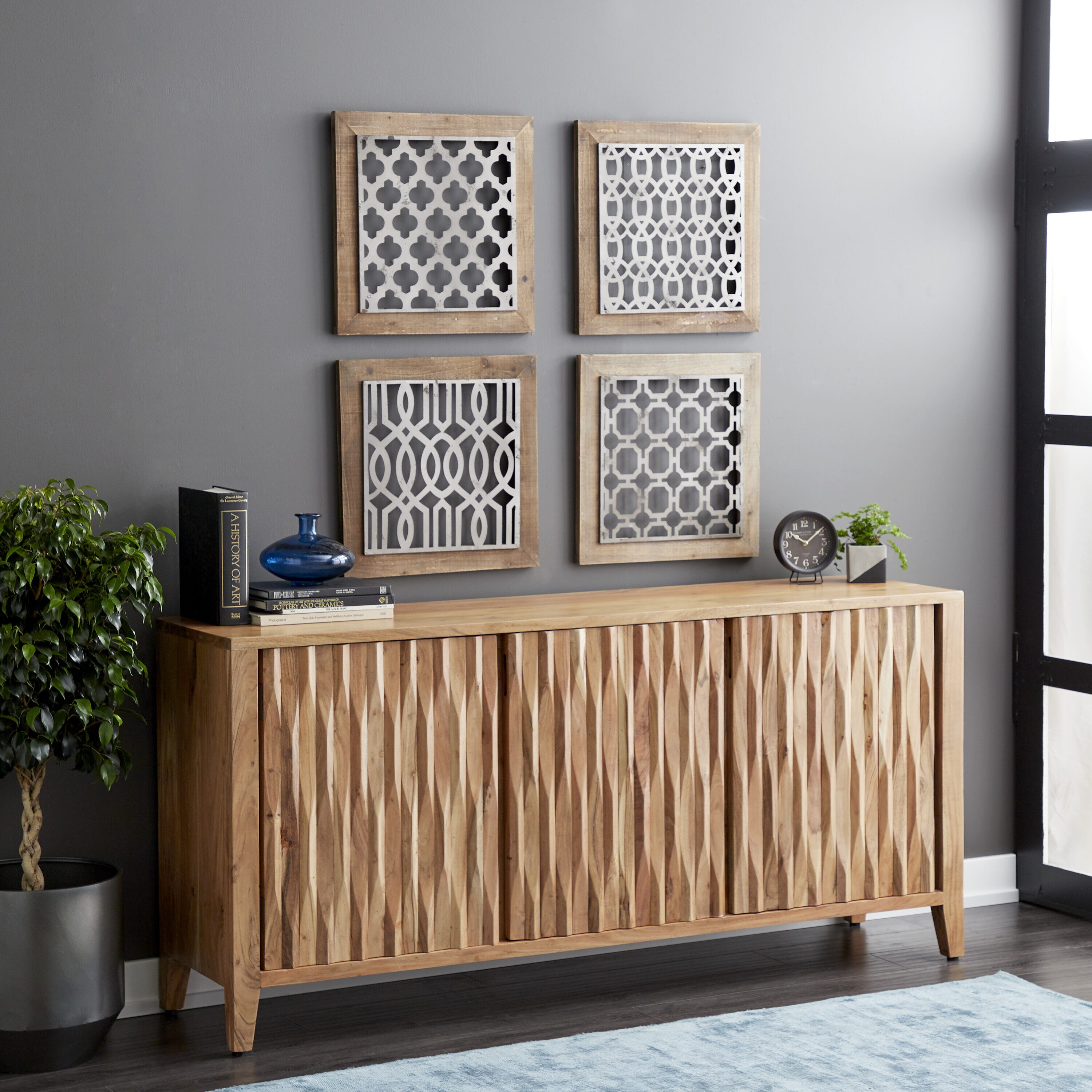 Grayson Lane Brown 1 Shelf and 4 Doors Accent Chest