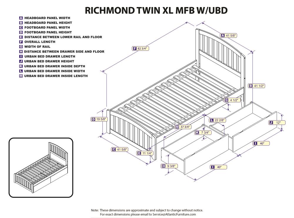 AFI Furnishings Richmond Espresso Twin Extra Long Traditional Platform ...