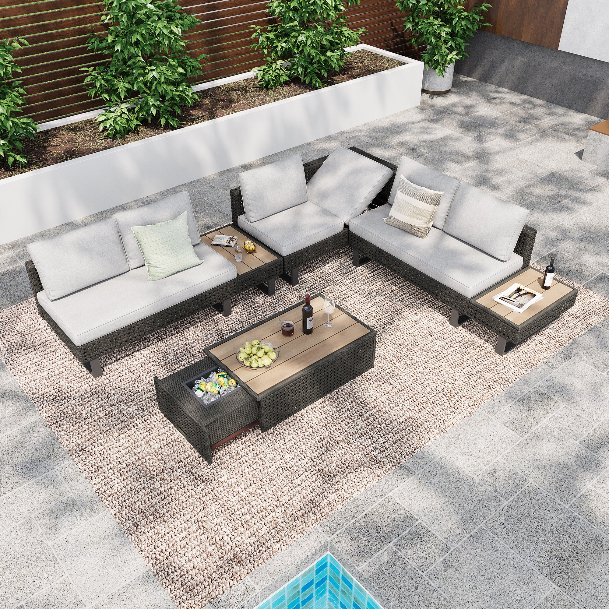 SINOFURN SYB260077GY Patio-Sofas-Daybeds - View #2