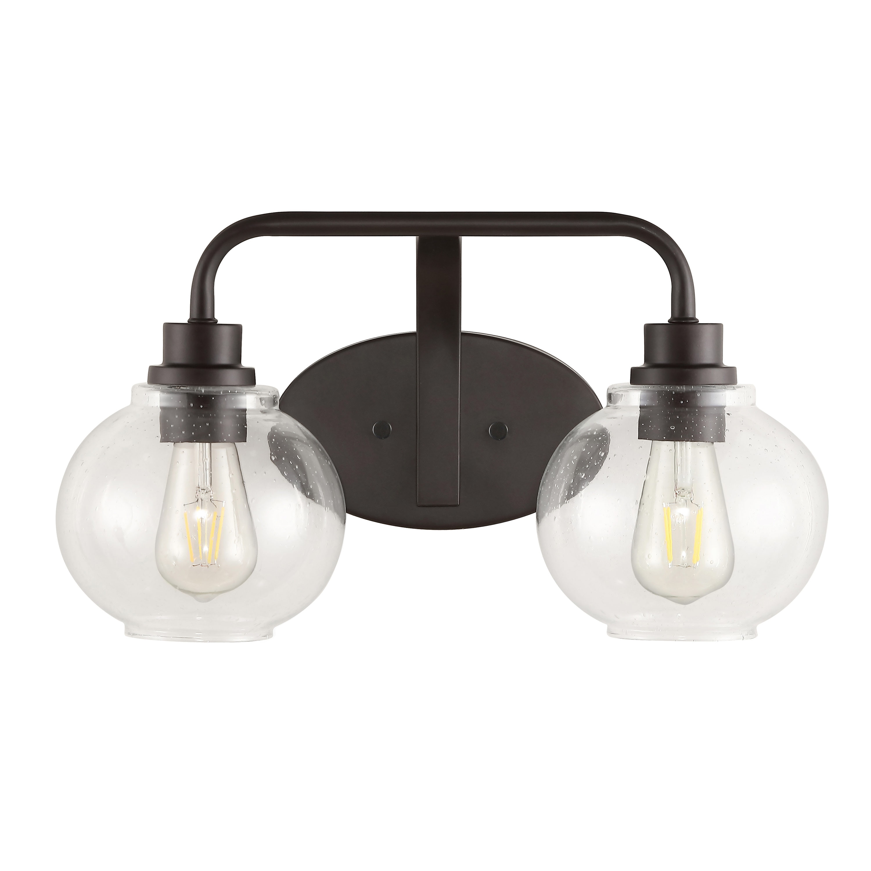 JONATHAN Y Sandrine Iron/Seeded Glass Cottage Rustic 17.5-in 2-Light ...