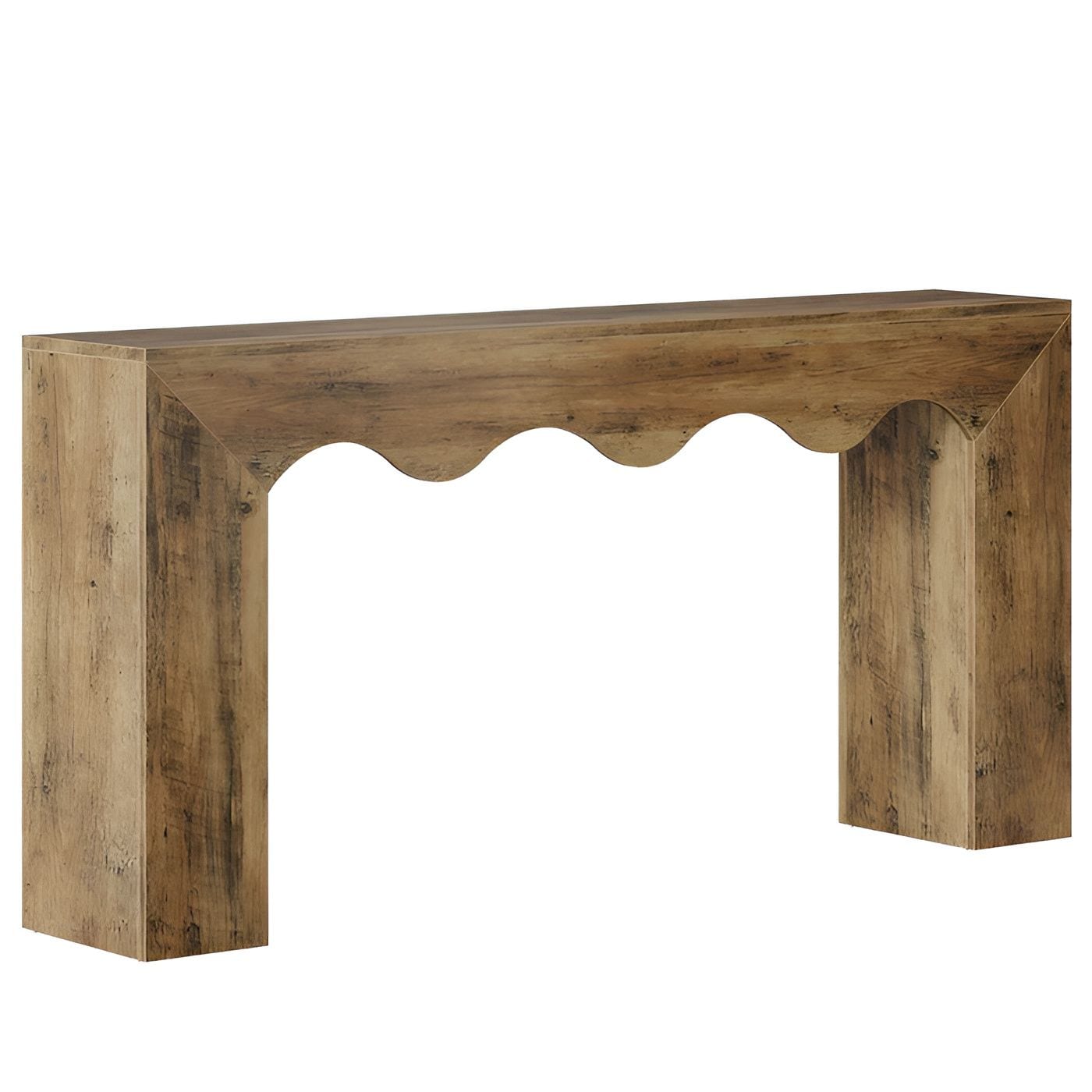Slickblue - Wavy Edge Design Rectangular Engineered Wood Console Table for Entryway Hallway Livin...