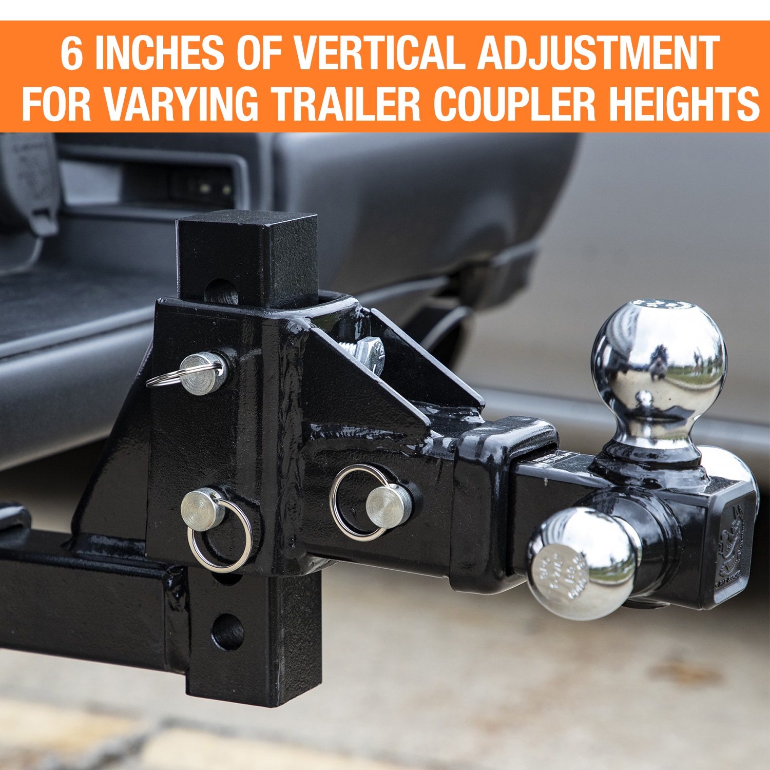 Buyers Products Adjustable Tri-Ball Hitch with Rotating Chrome Towing ...